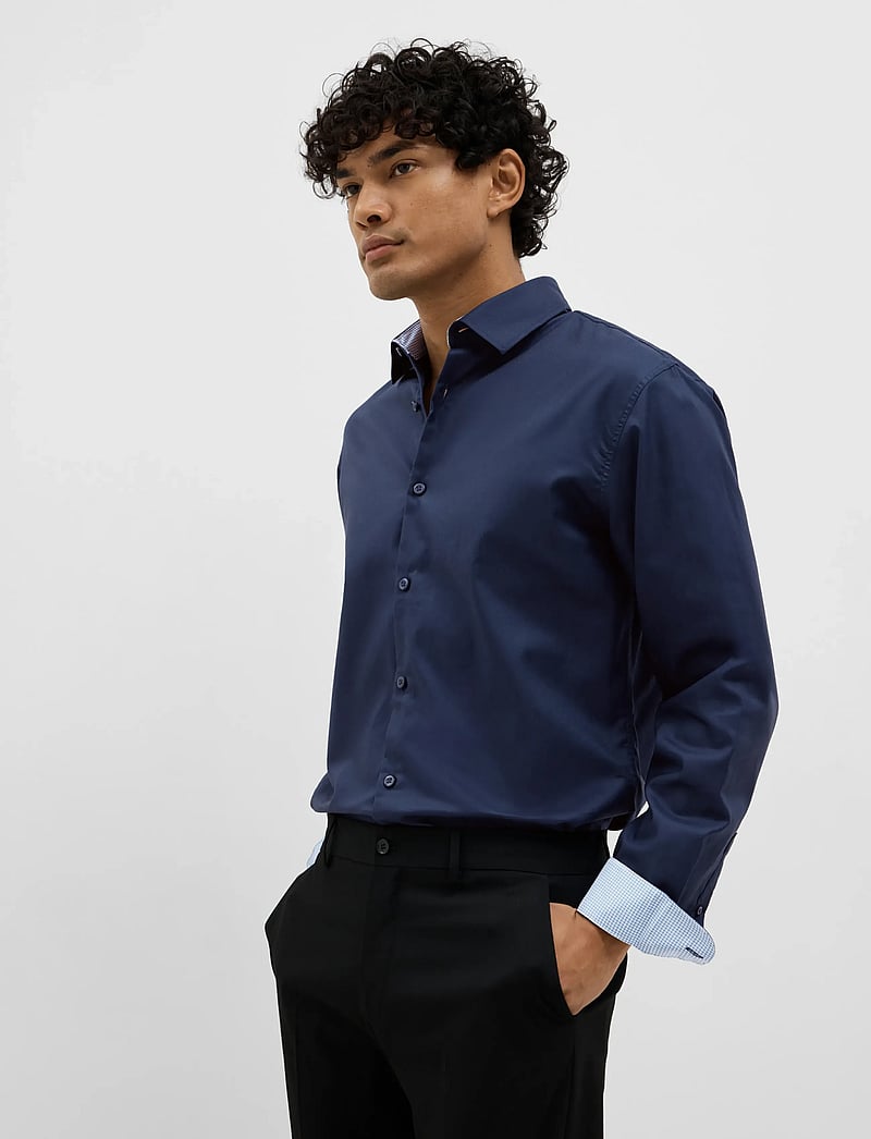 Selected - SLHSLIMNEW-MARK SHIRT LS B NOOS - casual skjortor - navy blazer - 5