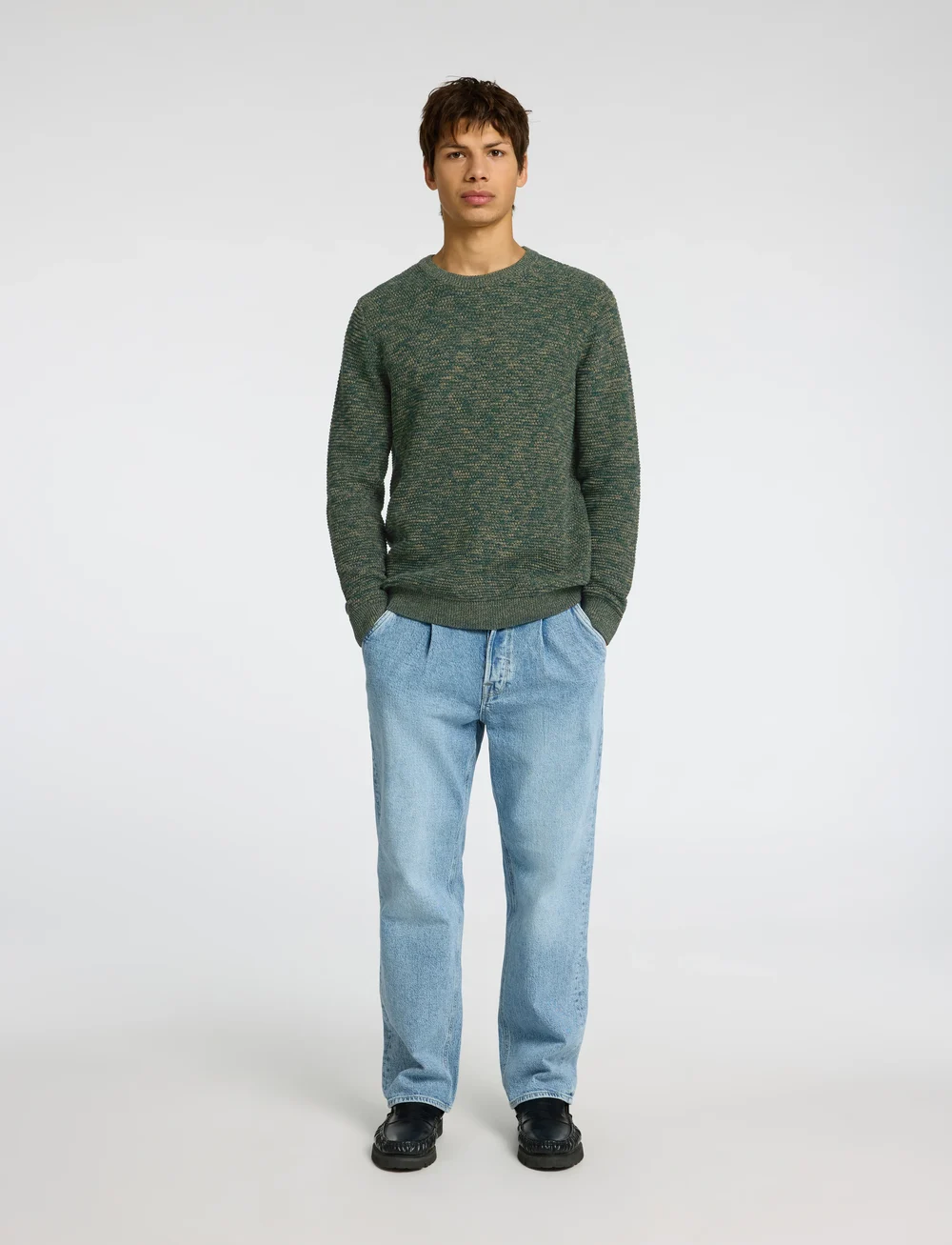 Selected - SLHVINCE LS KNIT BUBBLE CREW NECK NOOS - rundhalsad - rain forest - 0
