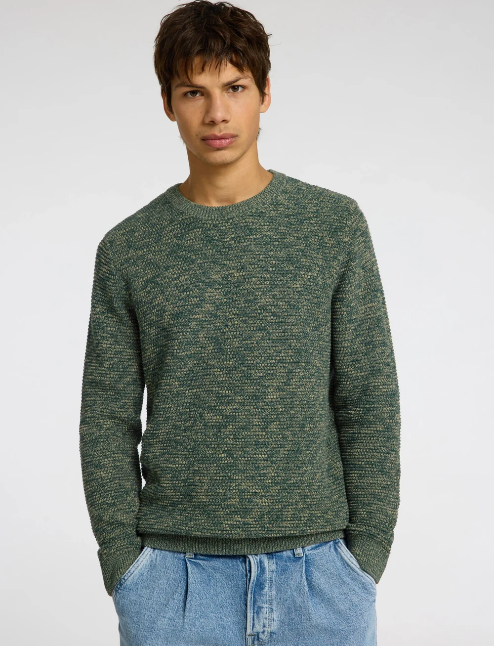 Selected - SLHVINCE LS KNIT BUBBLE CREW NECK NOOS - rundhalsad - rain forest - 3