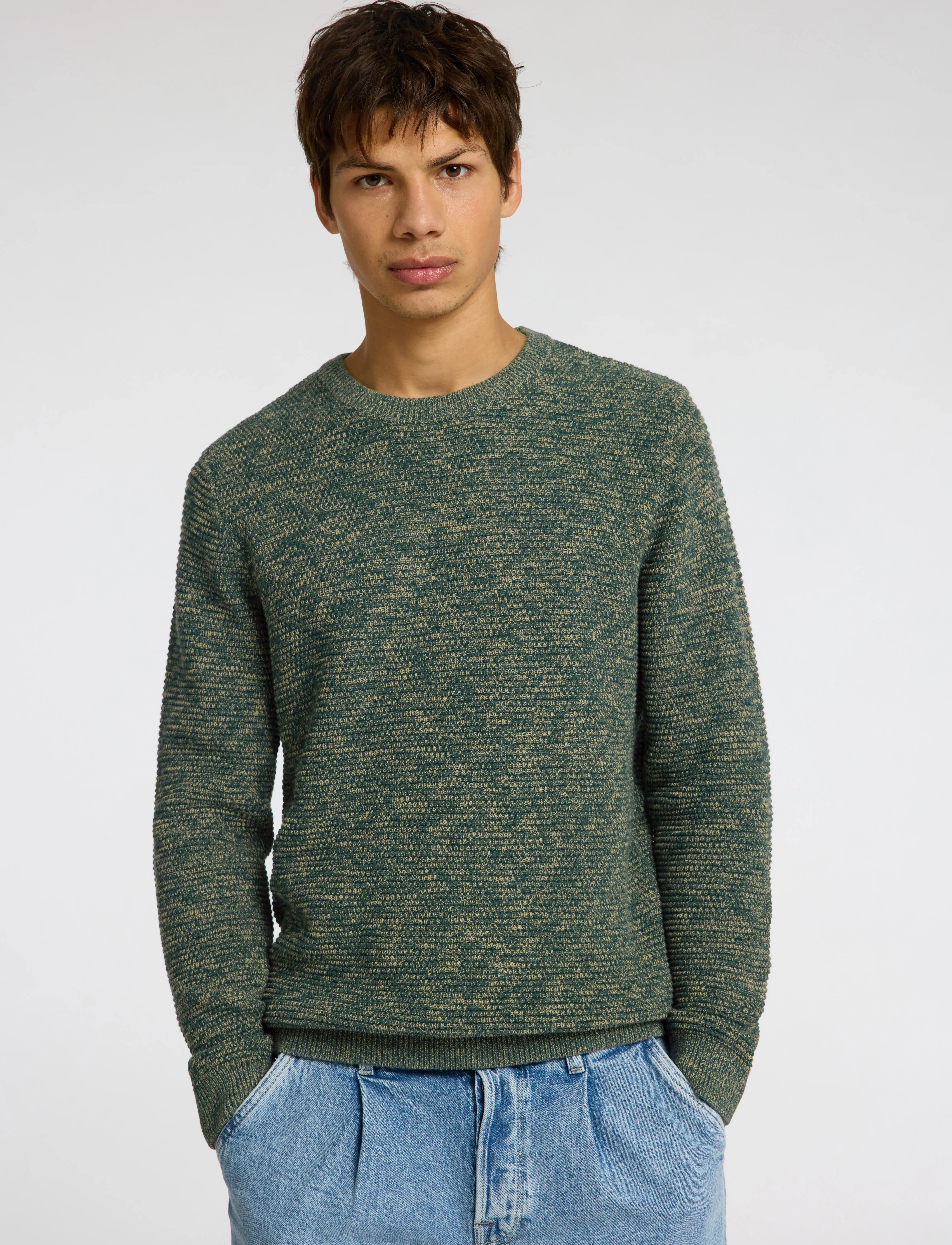 Selected - SLHVINCE LS KNIT BUBBLE CREW NECK W - rain forest - 3