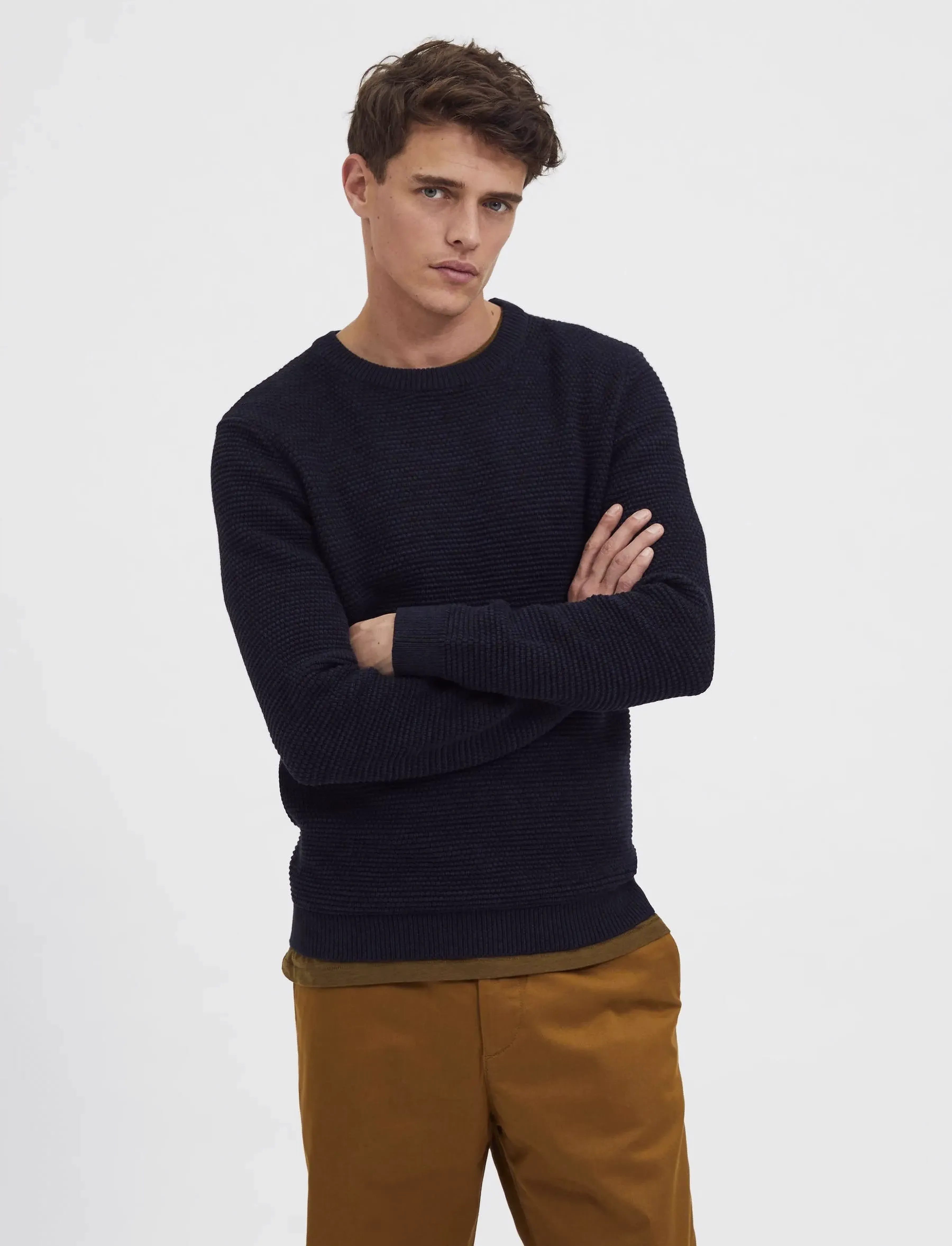 Selected - SLHVINCE LS KNIT BUBBLE CREW NECK W - salute - 2