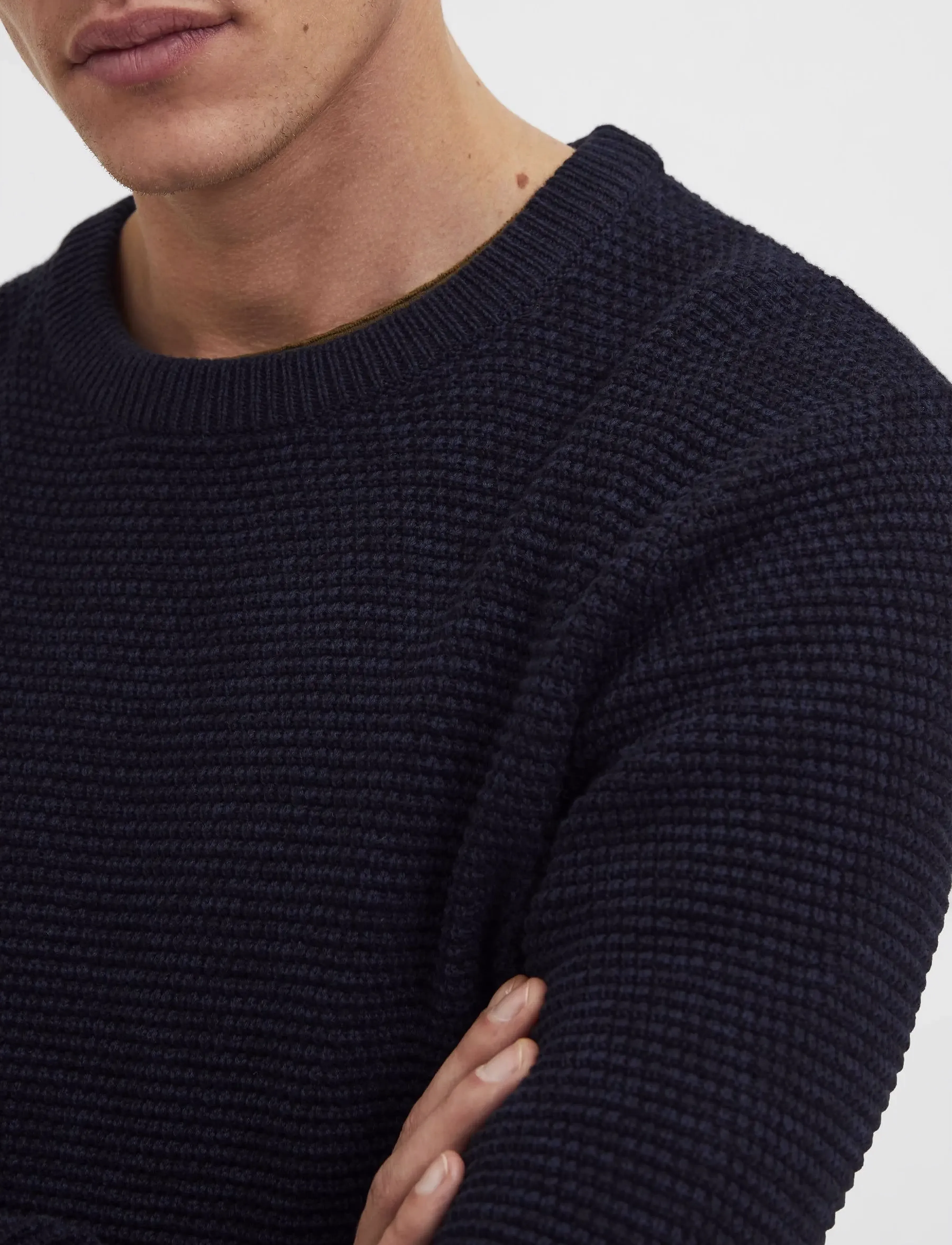 Selected - SLHVINCE LS KNIT BUBBLE CREW NECK W - salute - 5