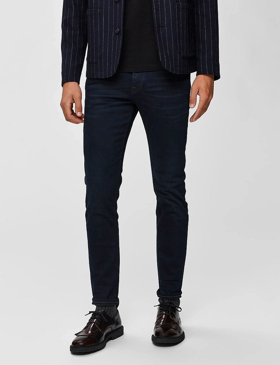 Selected - SLM175-SLIMLEON 6155 BB SUPER JNS NOOS - slim fit jeans - blue black denim - 0