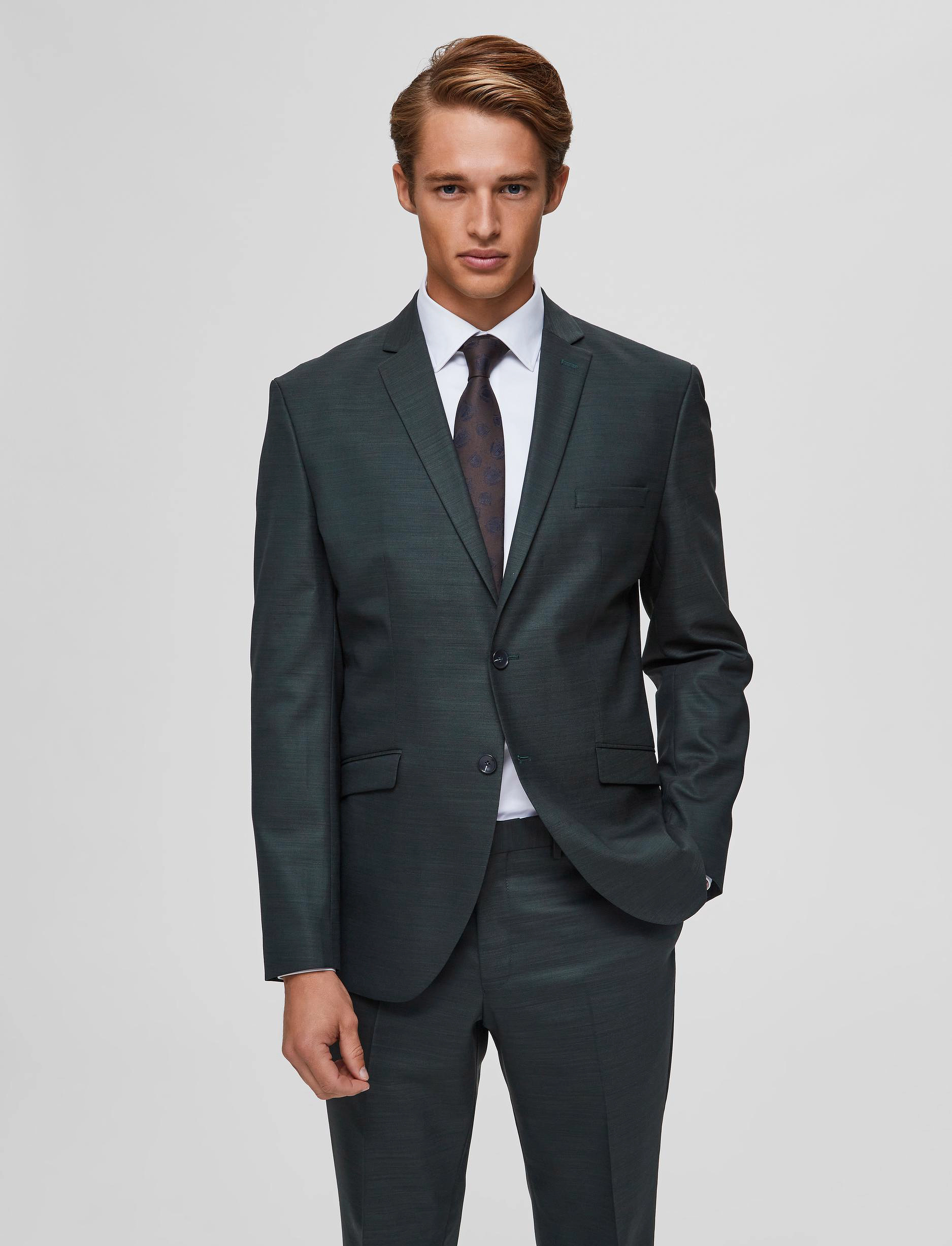 Selected Slhslim-Mylostate Flex Green Blz B, Mænd, Slim Fit Blazer, Grøn, Str: 56