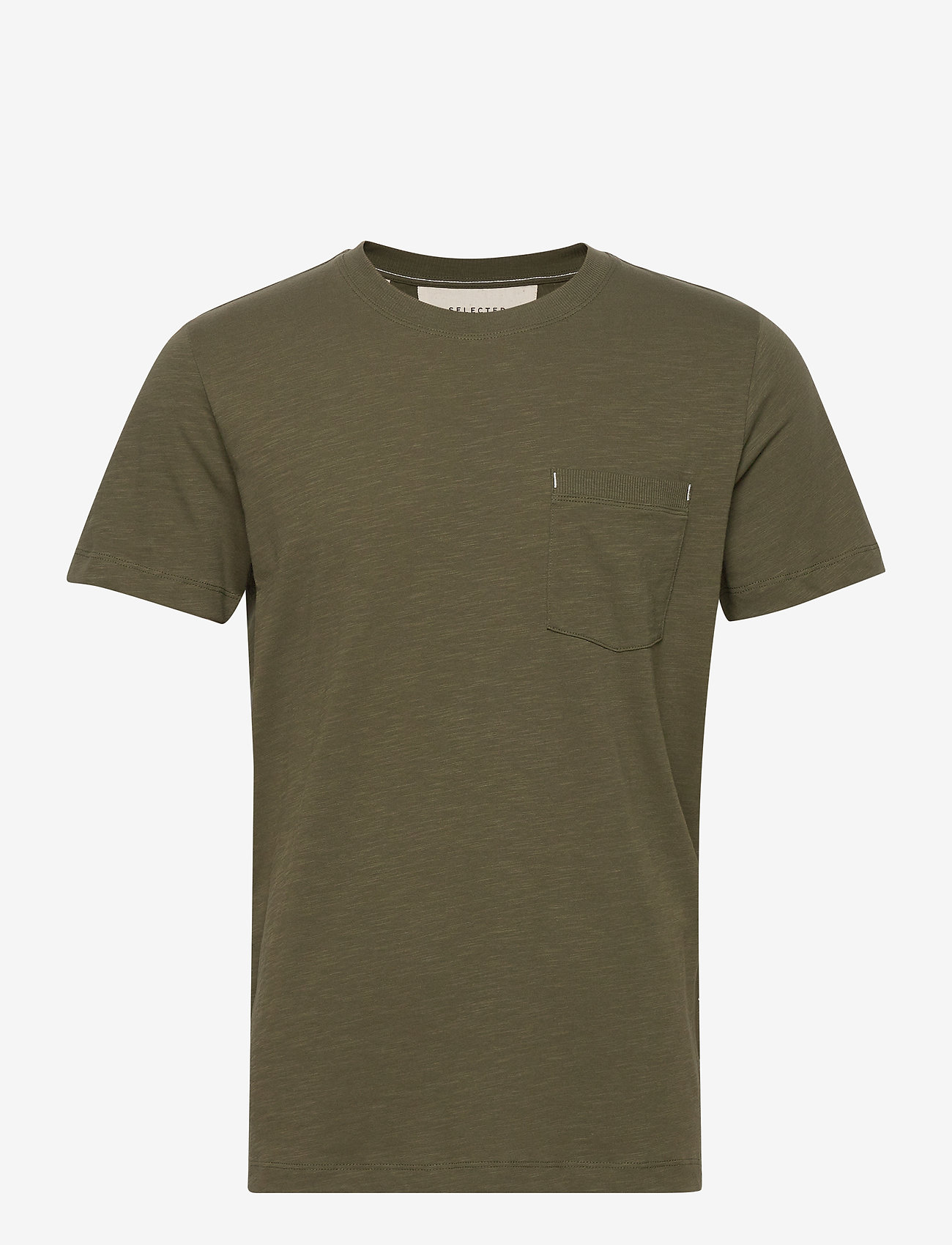 Selected Homme - SLHJARED SLUB SS O-NECK TEE W - rifle green - 0