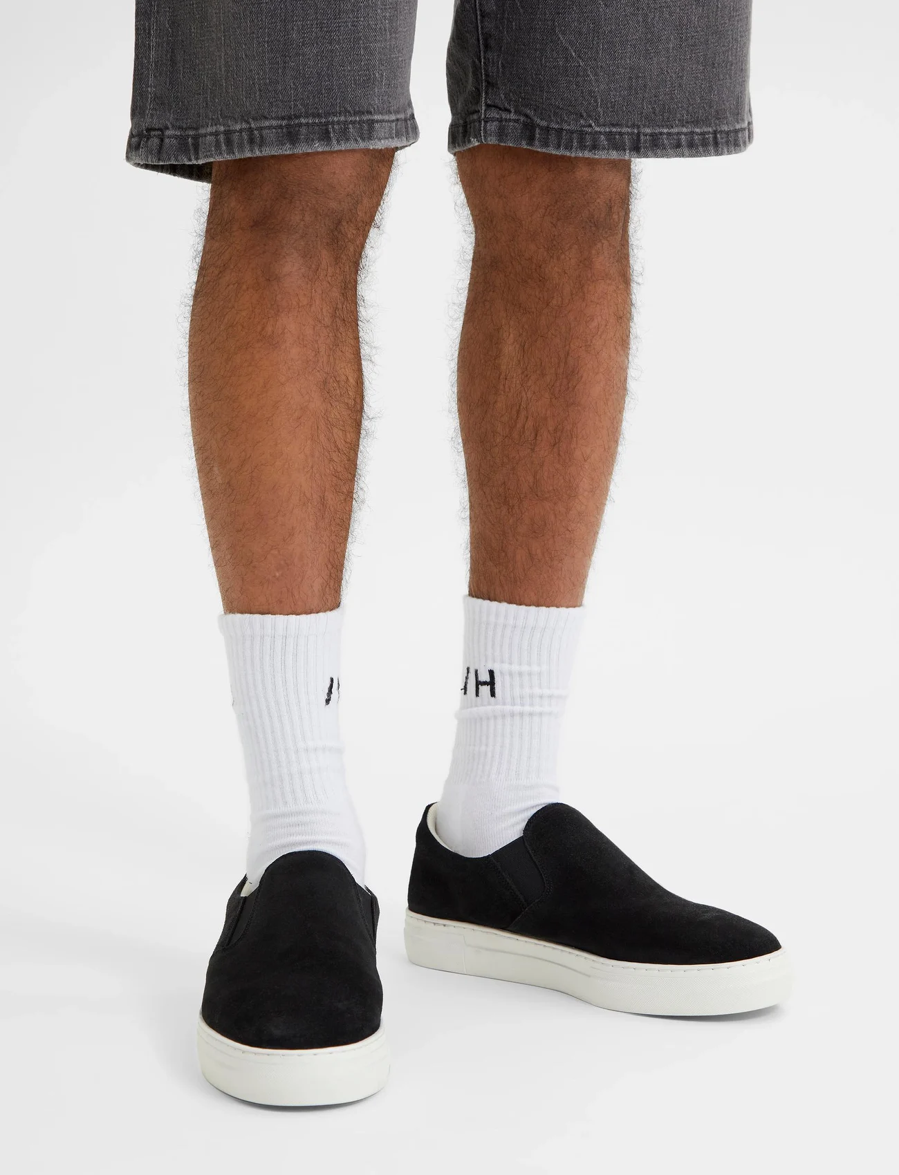 Selected Homme - SLHDAVID CHUNKY SUEDE SLIPON - slip-on sneakers - black - 0