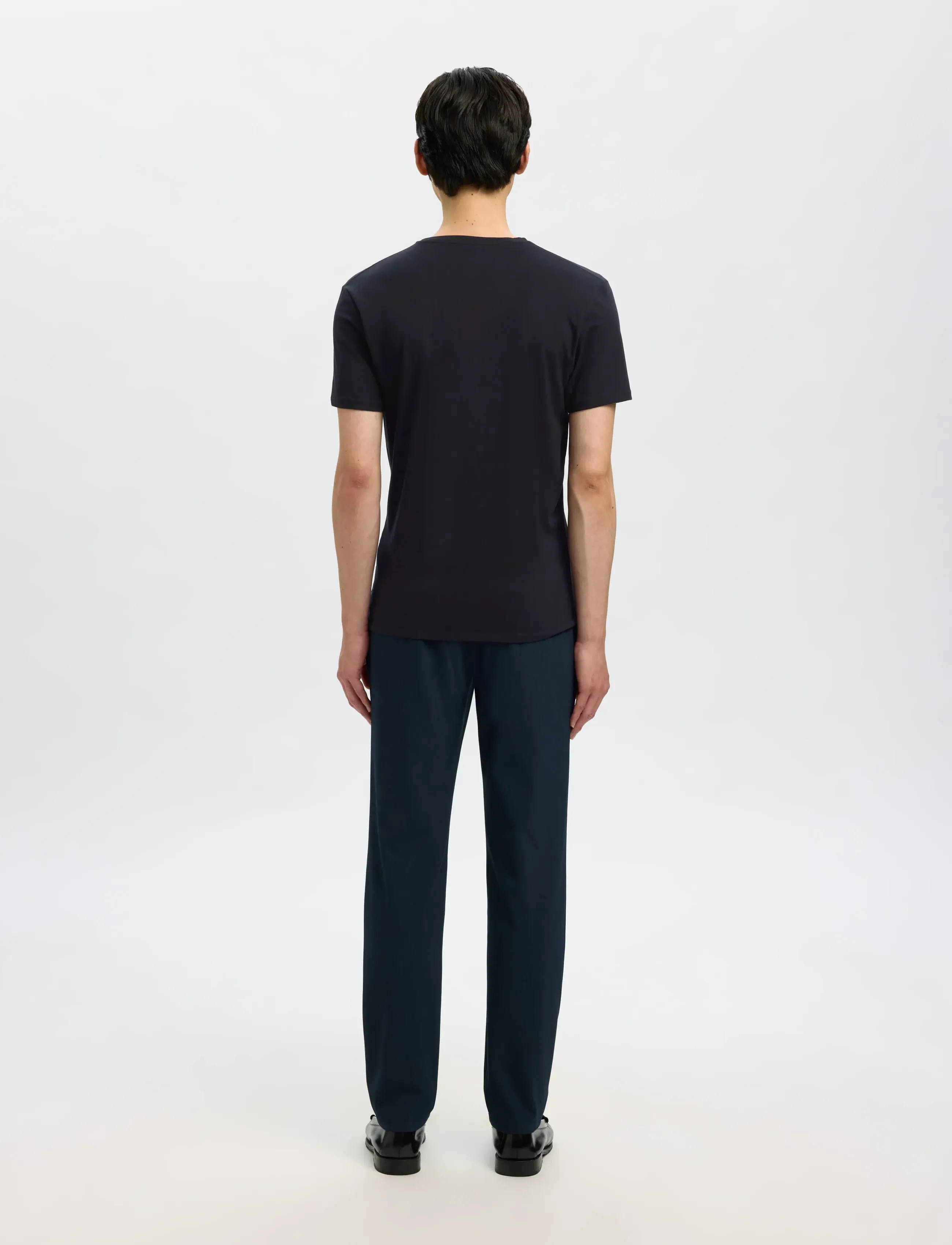 Selected - SLMNEWPIMA SS O-NECK TEE NOOS - lühikeste varrukatega t-särgid - black - 3