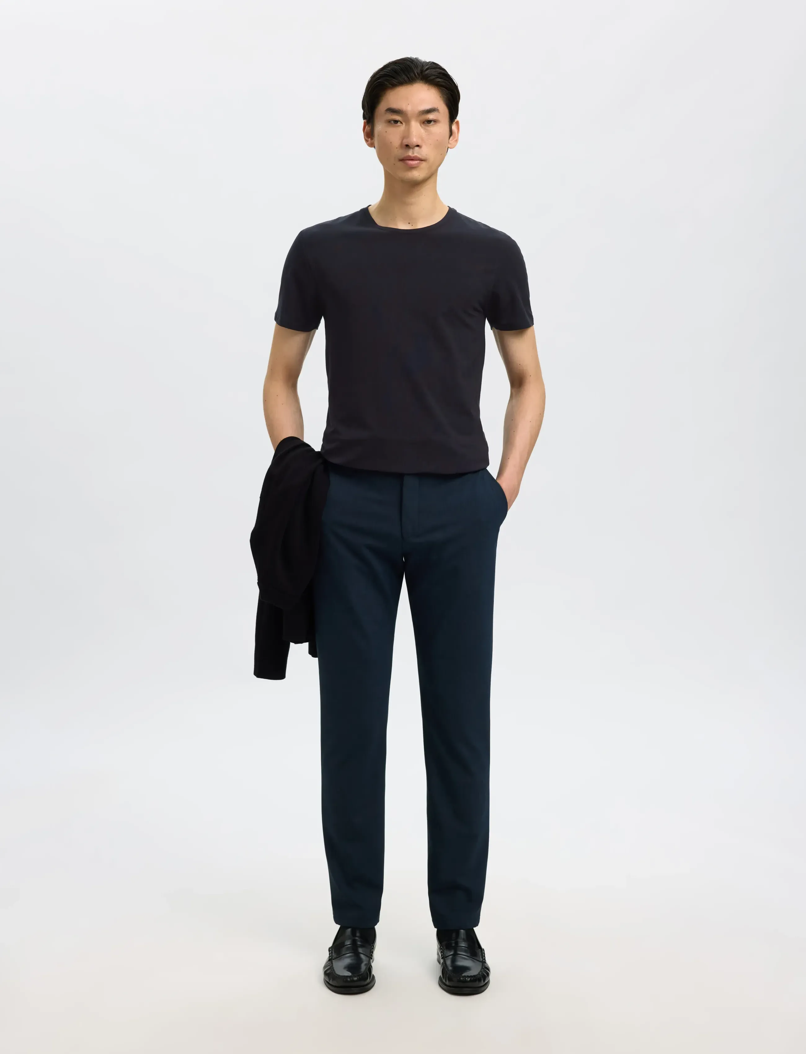 Selected - SLMNEWPIMA SS O-NECK TEE NOOS - lühikeste varrukatega t-särgid - black - 4