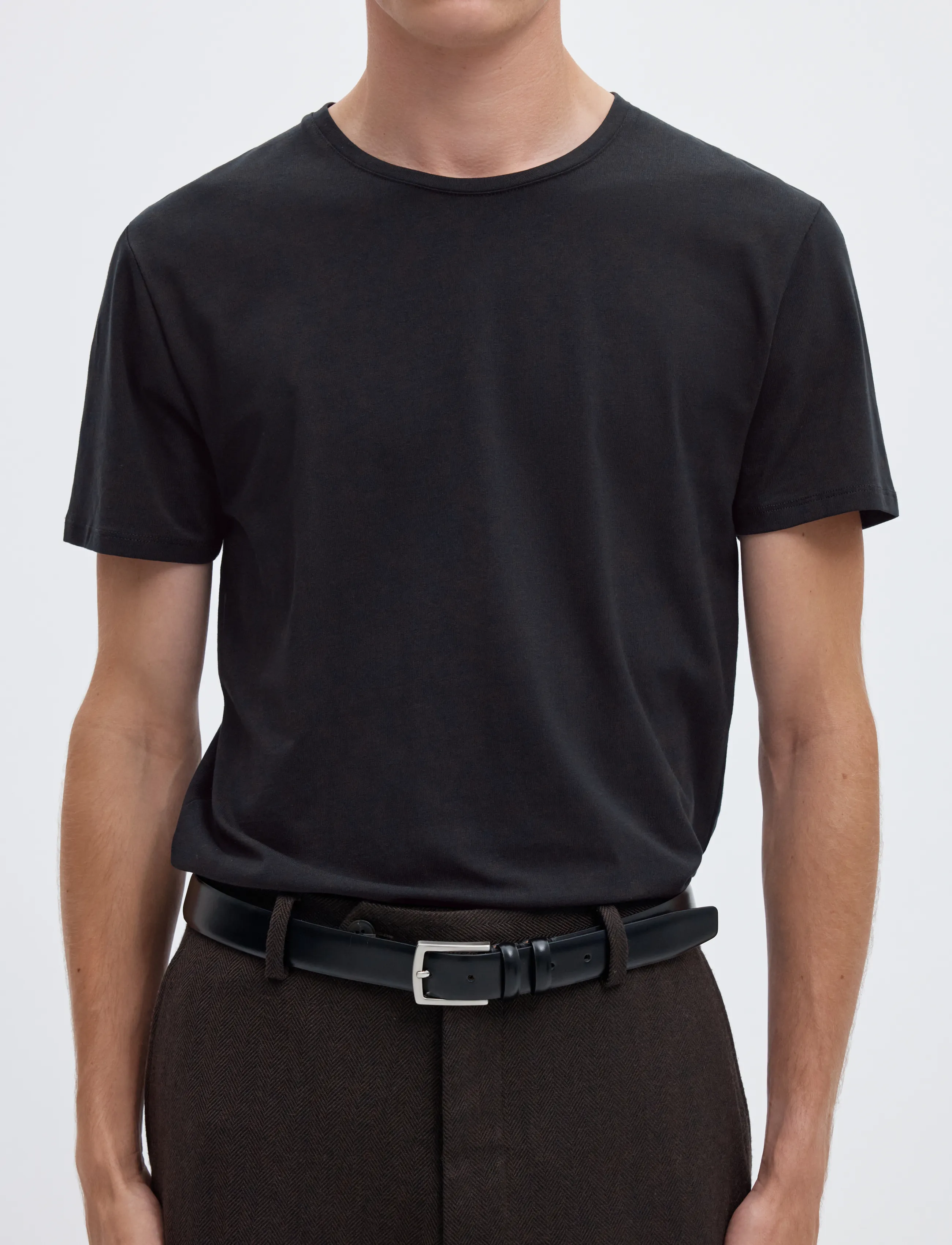 Selected - SLMNEWPIMA SS O-NECK TEE NOOS - kurzärmelige t-shirts - black - 5