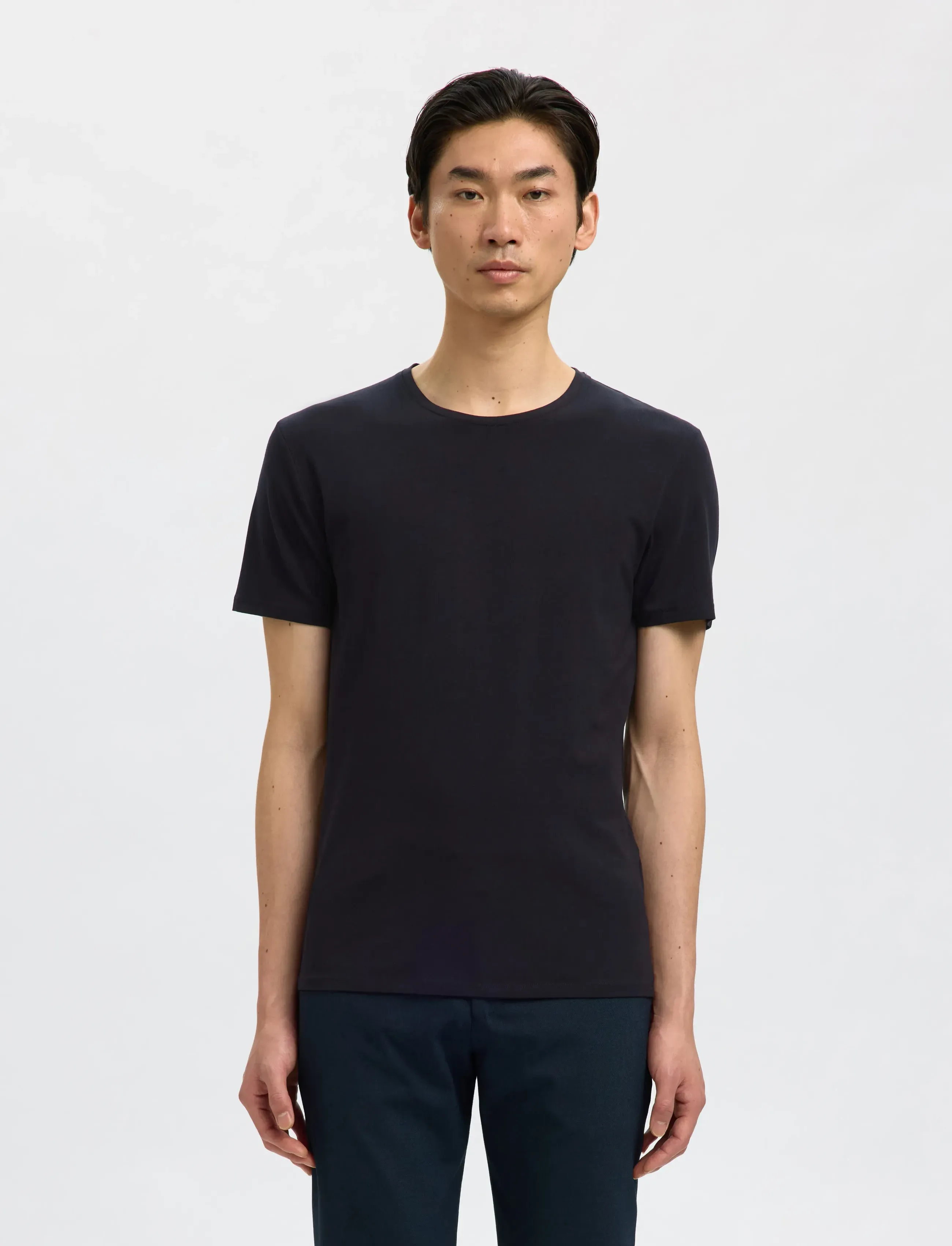 Selected - SLMNEWPIMA SS O-NECK TEE NOOS - lühikeste varrukatega t-särgid - black - 5