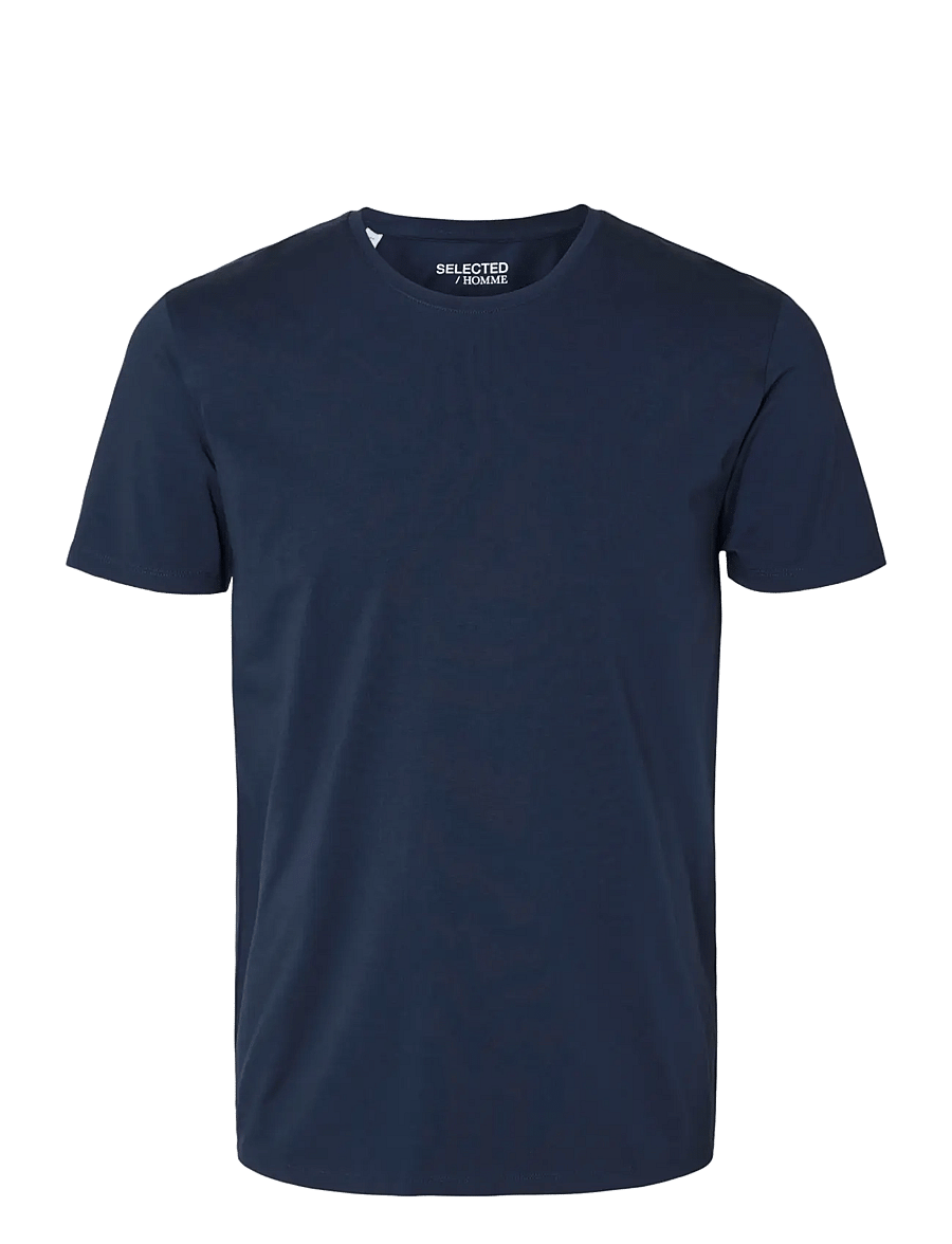 Selected - SLMNEWPIMA SS O-NECK TEE NOOS - kortärmade t-shirts - navy blazer - 1