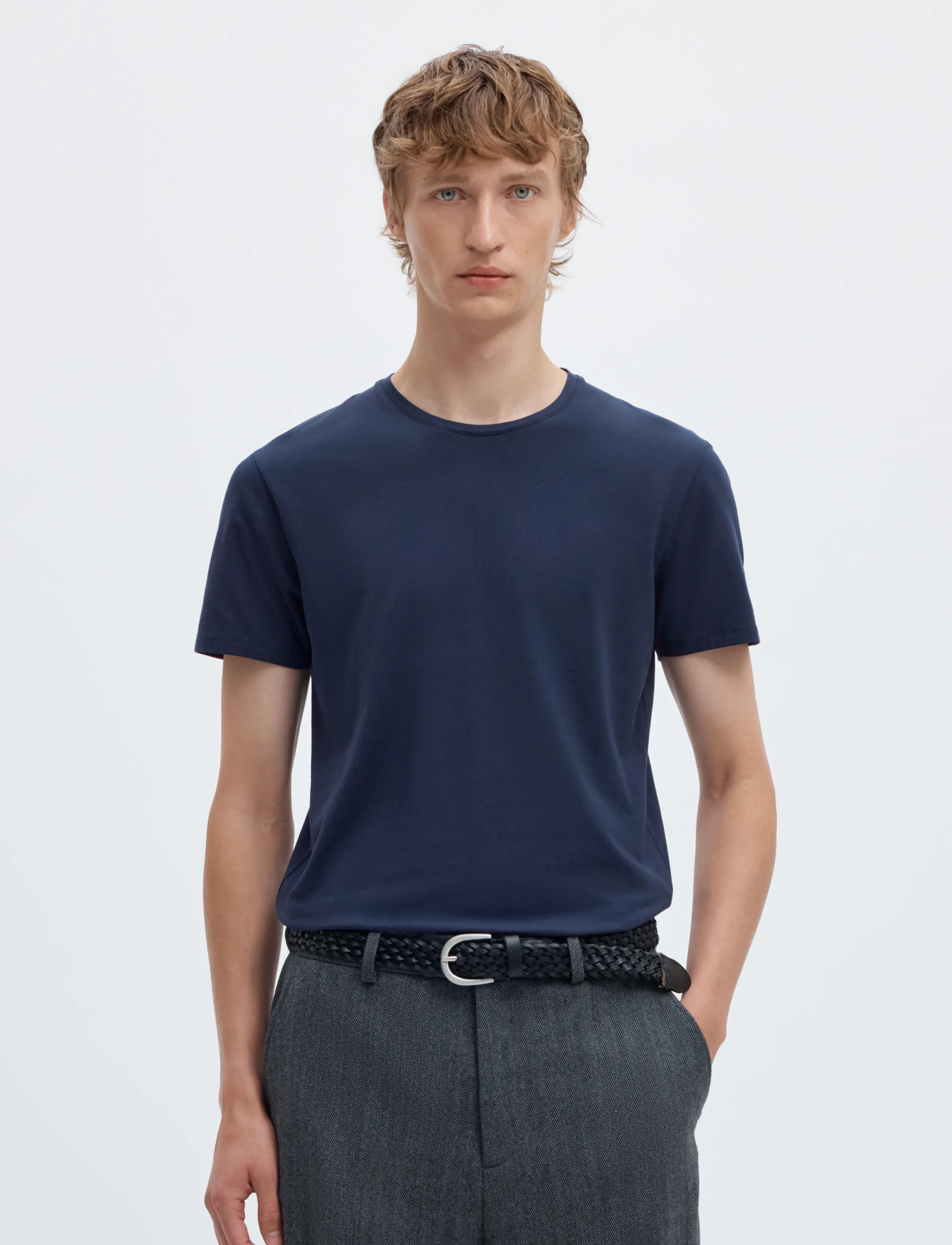 Selected SLMNEWPIMA SS O-NECK TEE NOOS - T-shirts - NAVY BLAZER / navy