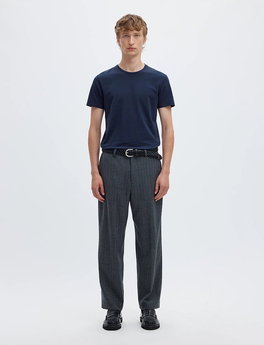 Selected - SLMNEWPIMA SS O-NECK TEE NOOS - kortärmade t-shirts - navy blazer - 4