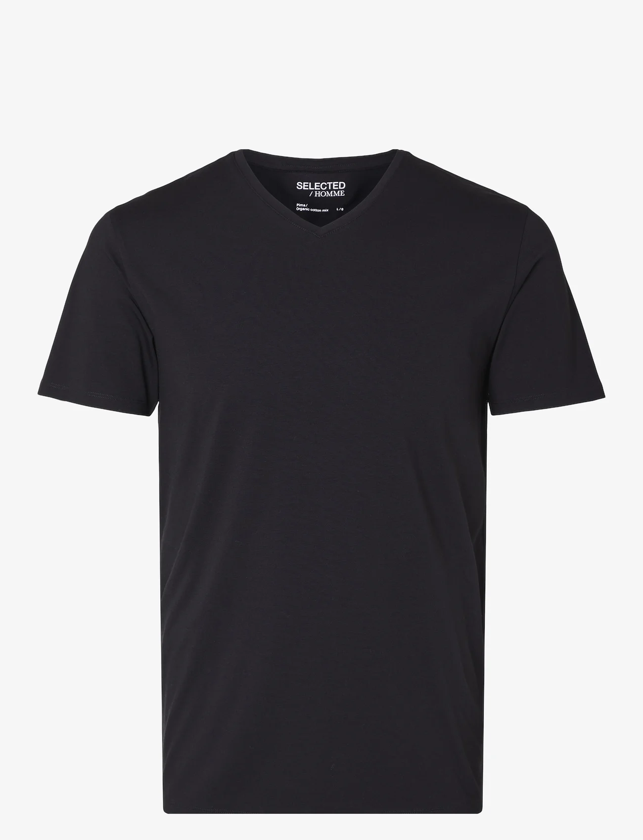 Selected Homme - SLHNEWPIMA SS V-NECK TEE NOOS - lowest prices - black - 0