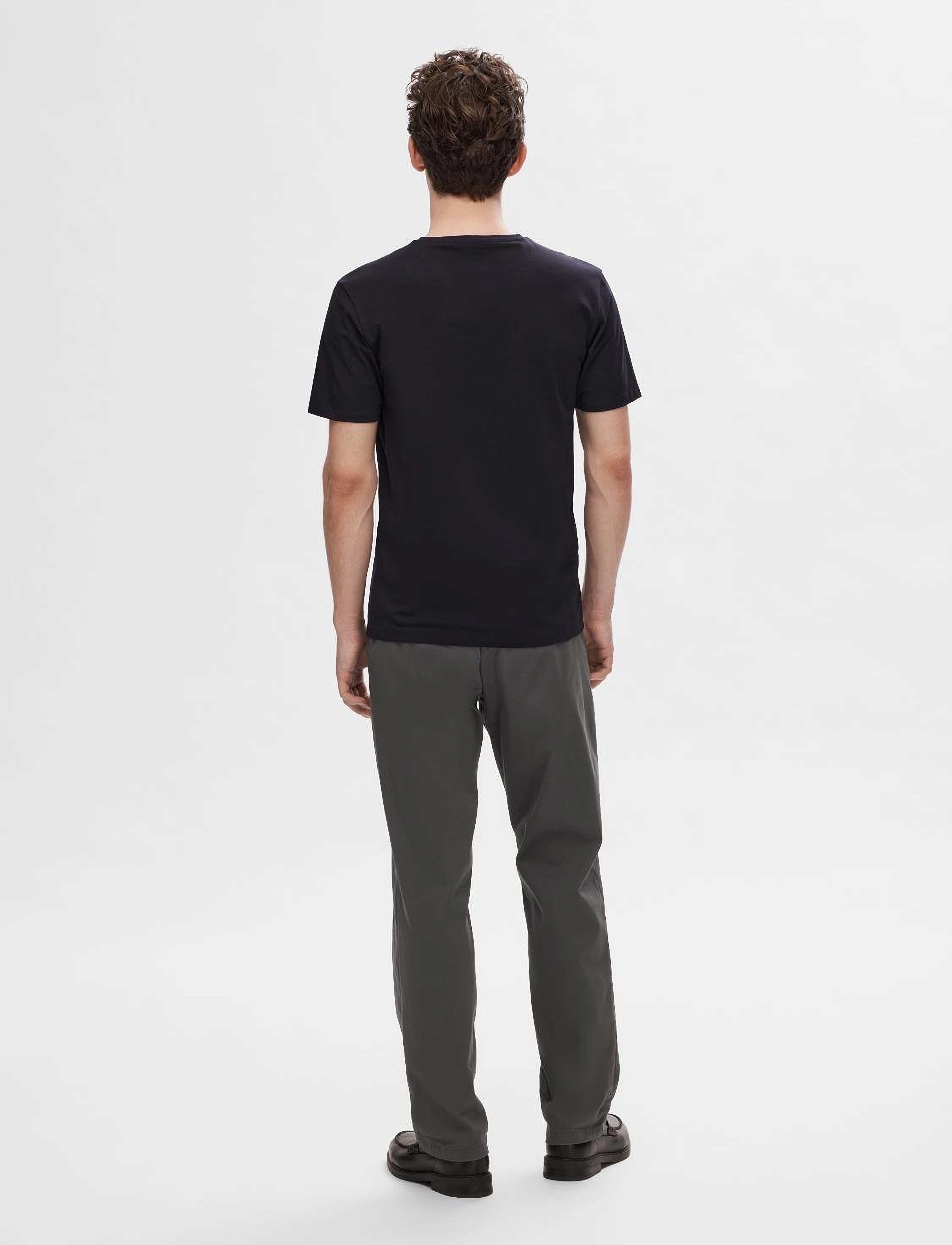 Selected - SLMNEWPIMA SS V-NECK TEE NOOS - laveste priser - black - 3