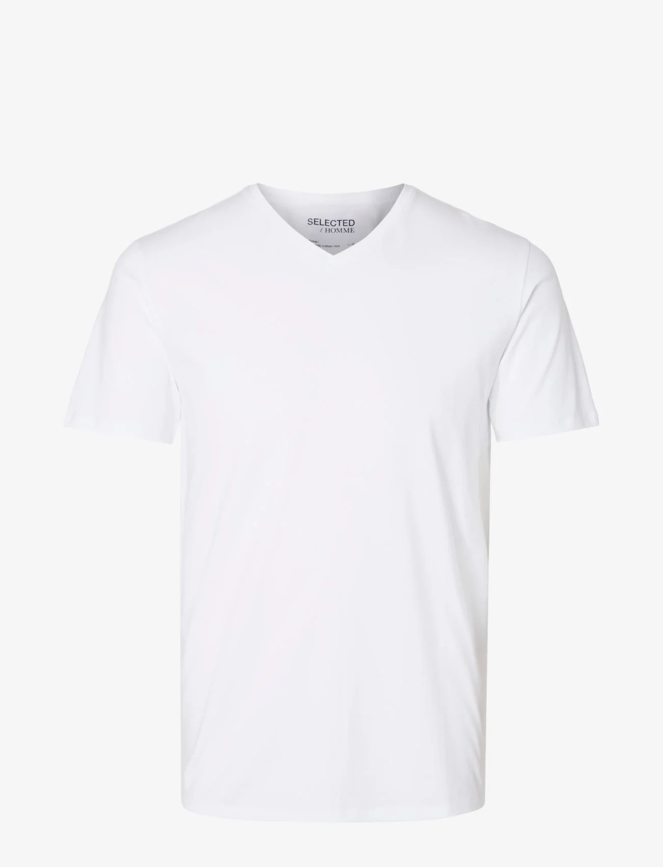 Selected Homme - SLHNEWPIMA SS V-NECK TEE NOOS - v-neck t-shirts - bright white - 1