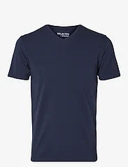 Selected Homme - SLHNEWPIMA SS V-NECK TEE NOOS - lowest prices - navy blazer - 0