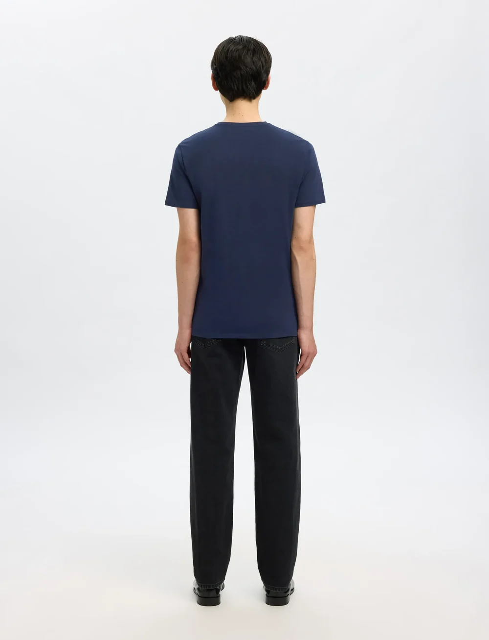 Selected - SLHNEWPIMA SS V-NECK TEE NOOS - t-shirts med v-hals - navy blazer - 3