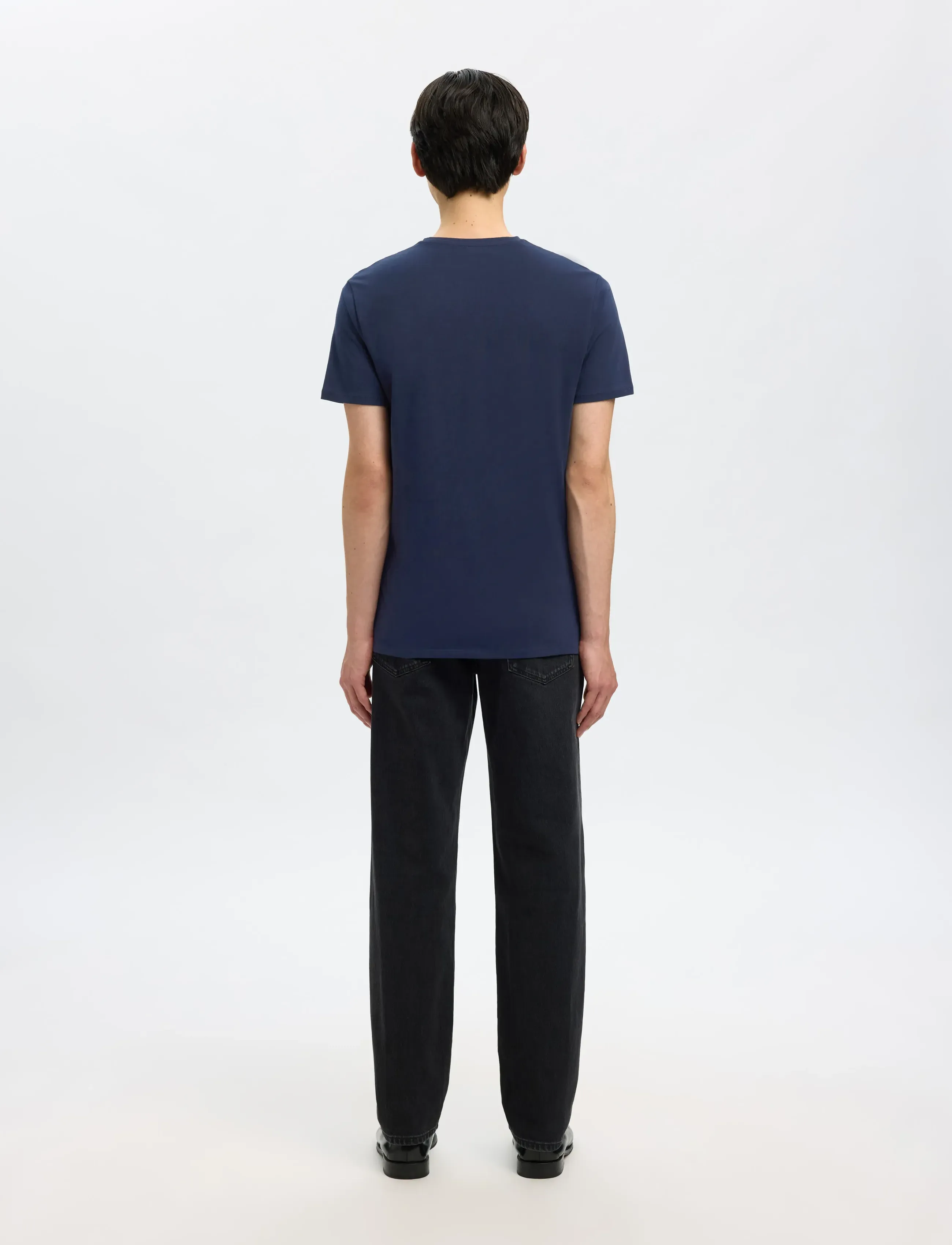 Selected - SLMNEWPIMA SS V-NECK TEE NOOS - v-hals t-shirts - navy blazer - 3