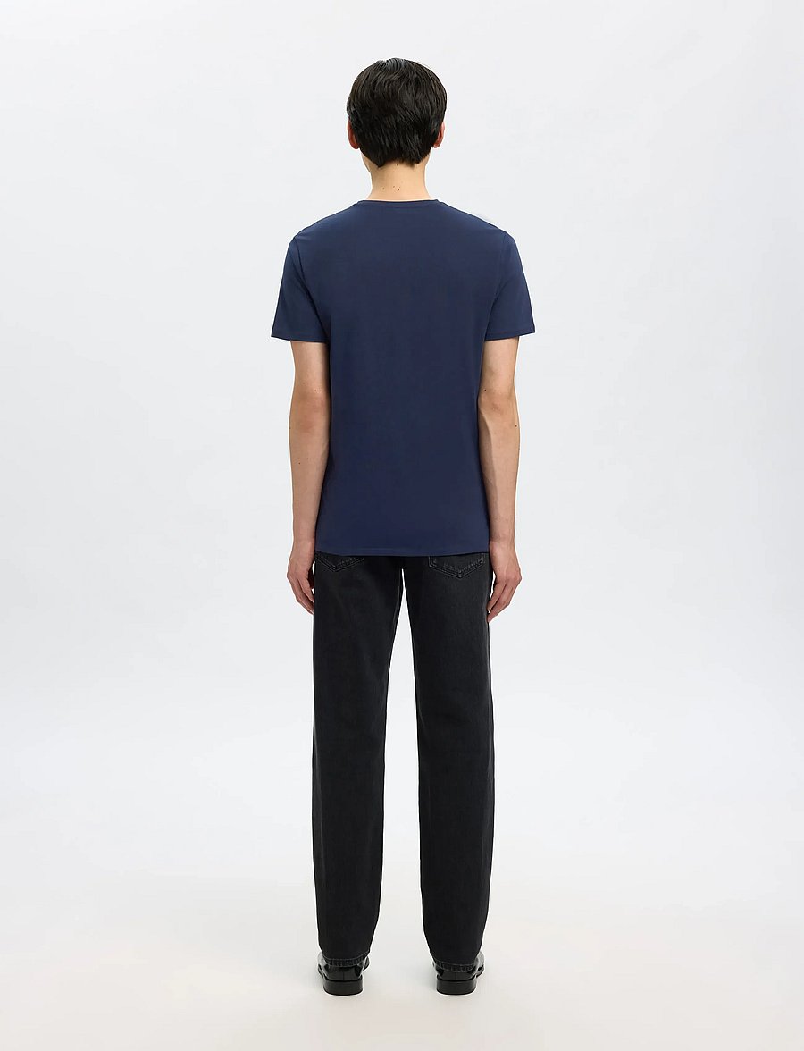 Selected - SLMNEWPIMA SS V-NECK TEE NOOS - t-shirts mit v-ausschnitt - navy blazer - 3