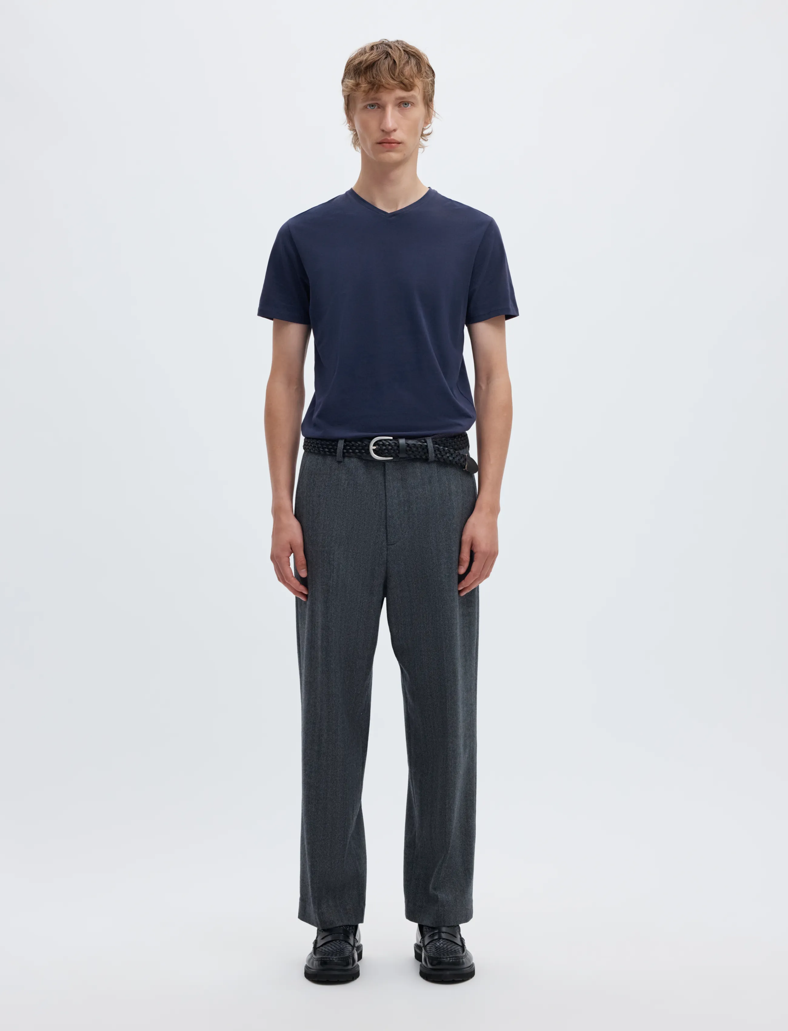 Selected - SLHNEWPIMA SS V-NECK TEE NOOS - efterårstøj - navy blazer - 4
