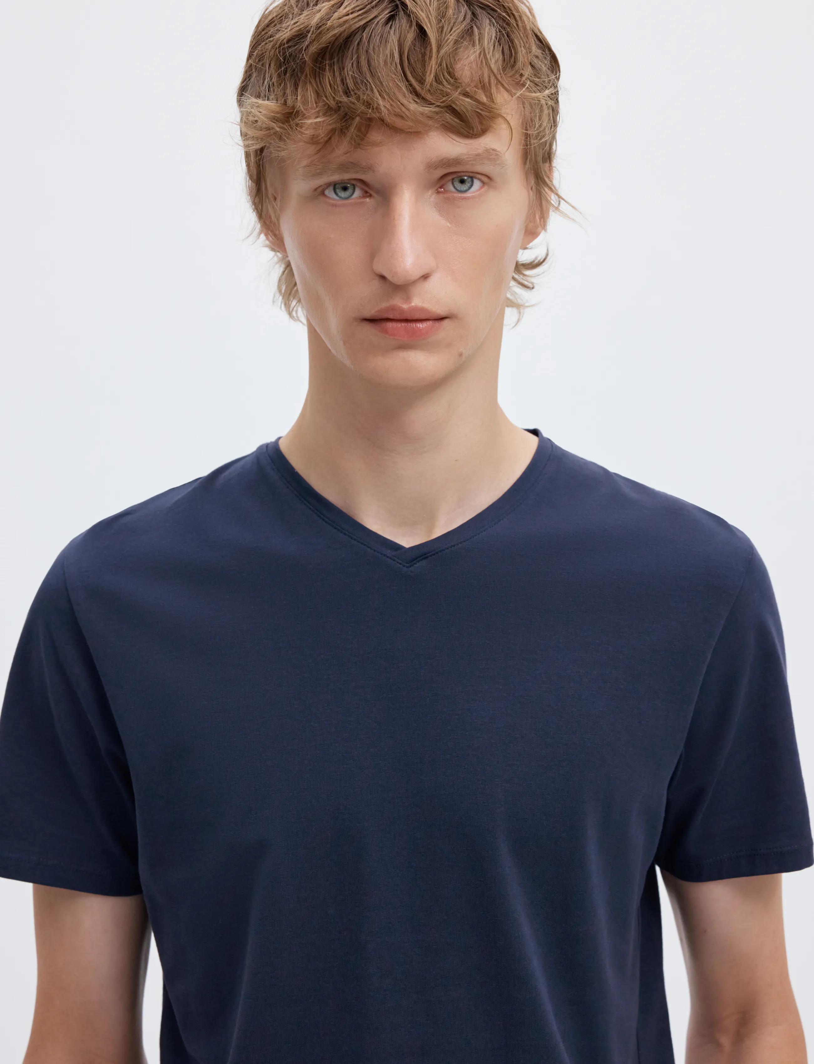 Selected - SLHNEWPIMA SS V-NECK TEE NOOS - efterårstøj - navy blazer - 5