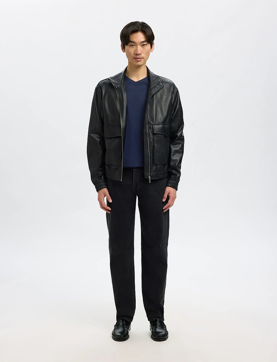 Selected - SLMNEWPIMA SS V-NECK TEE NOOS - t-shirts mit v-ausschnitt - navy blazer - 5