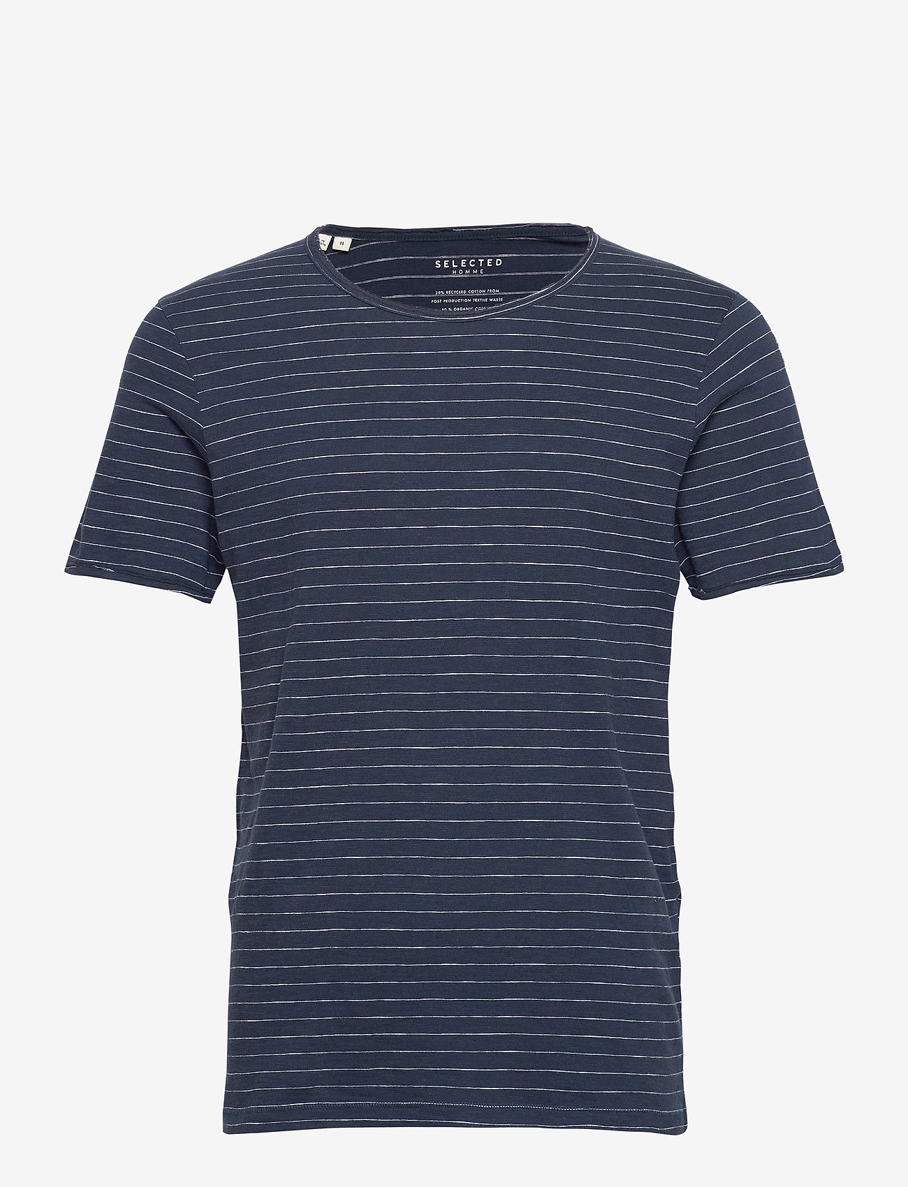 Selected Homme - SLHMORGAN STRIPE SS O-NECK TEE W - dark sapphire - 0