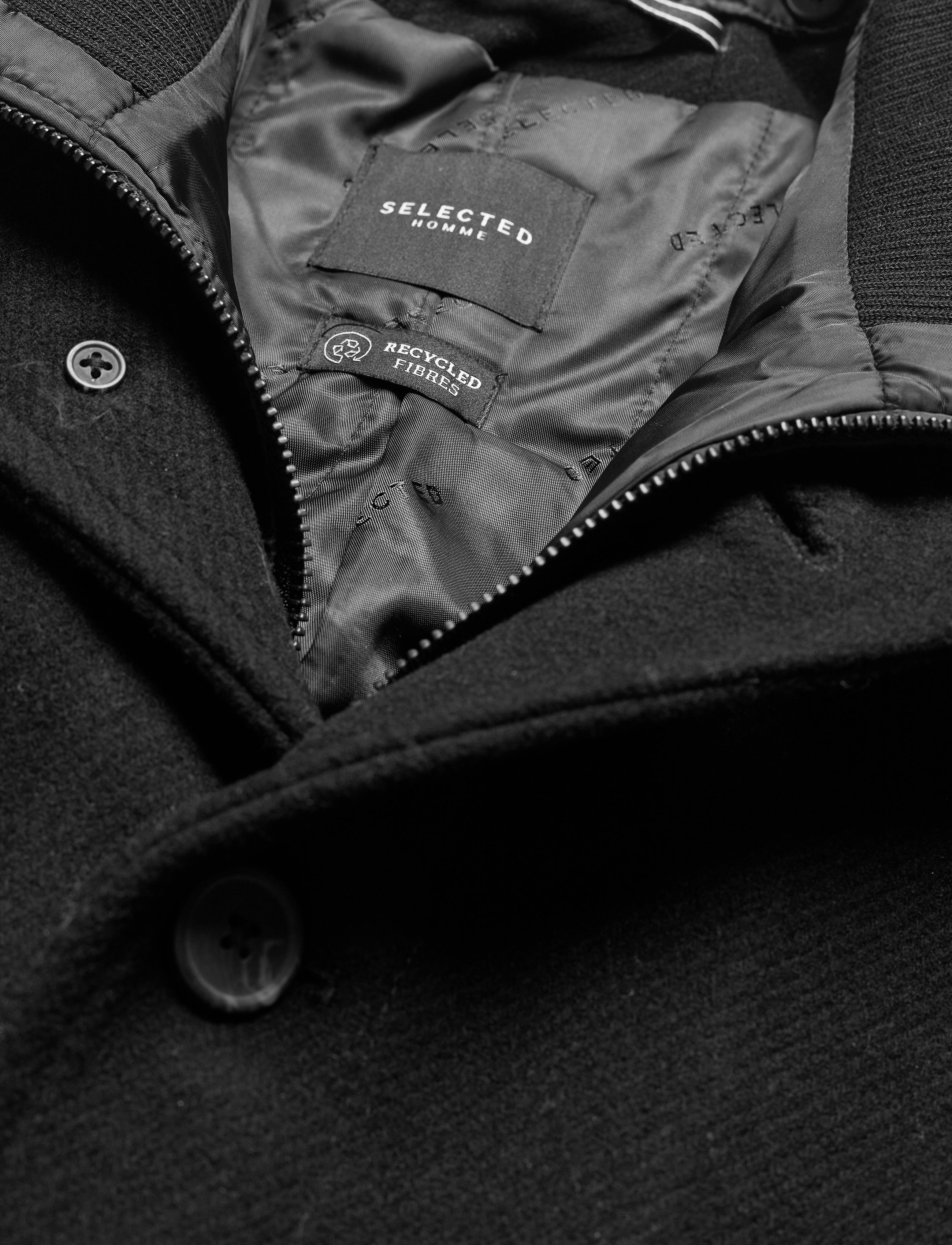 Selected - SLHNOAH  WOOL COAT B - black - 4