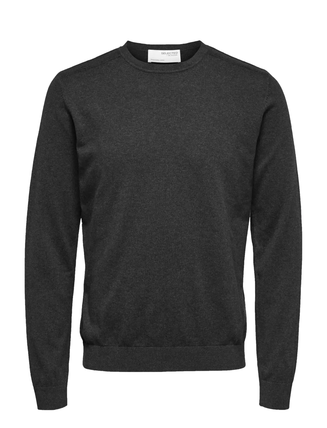 Selected SLMBERG CREW NECK NOOS - Rundhals - ANTRACIT / green