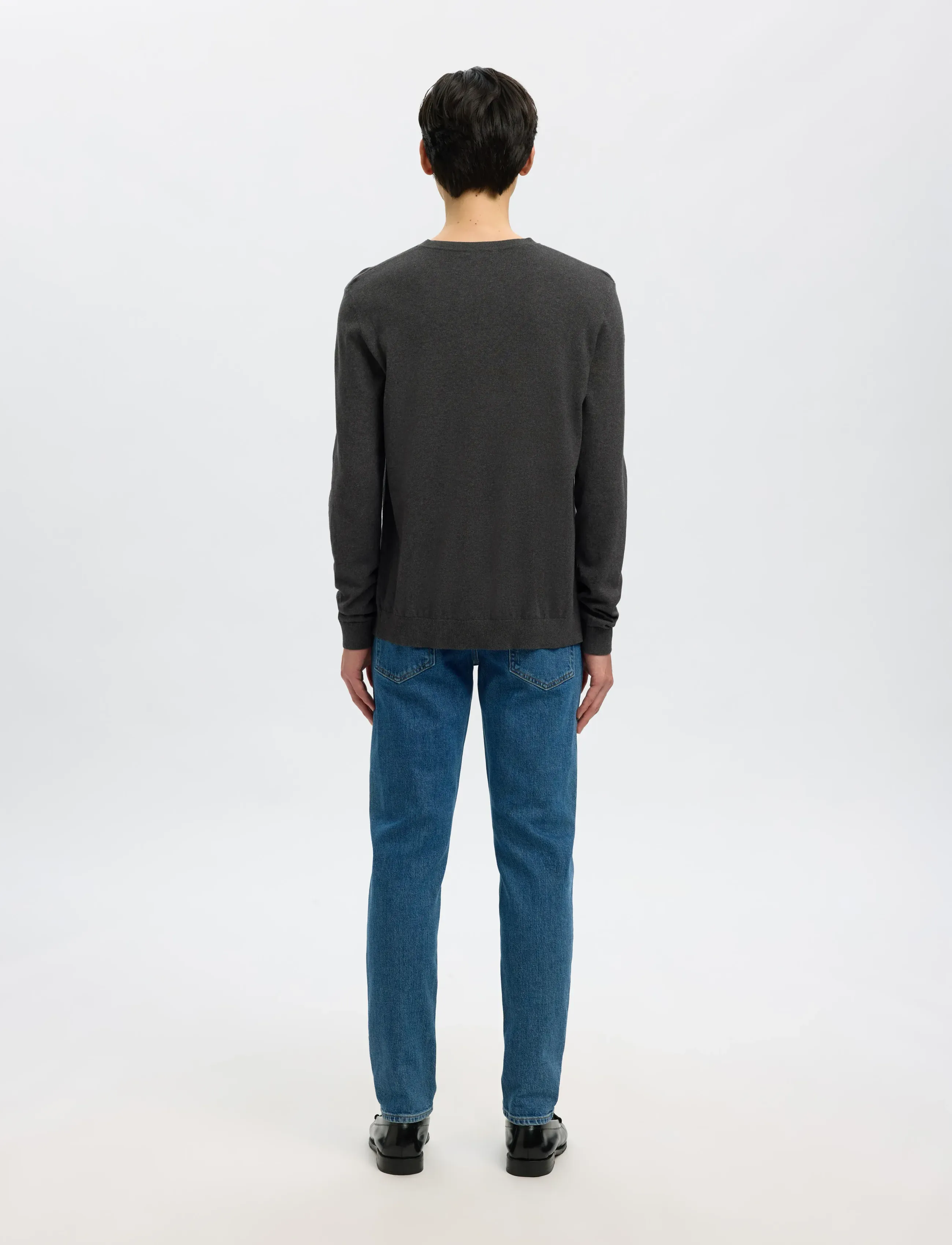 Selected - SLMBERG CREW NECK NOOS - Ümmarguse kaelusega kudumid - antracit - 3