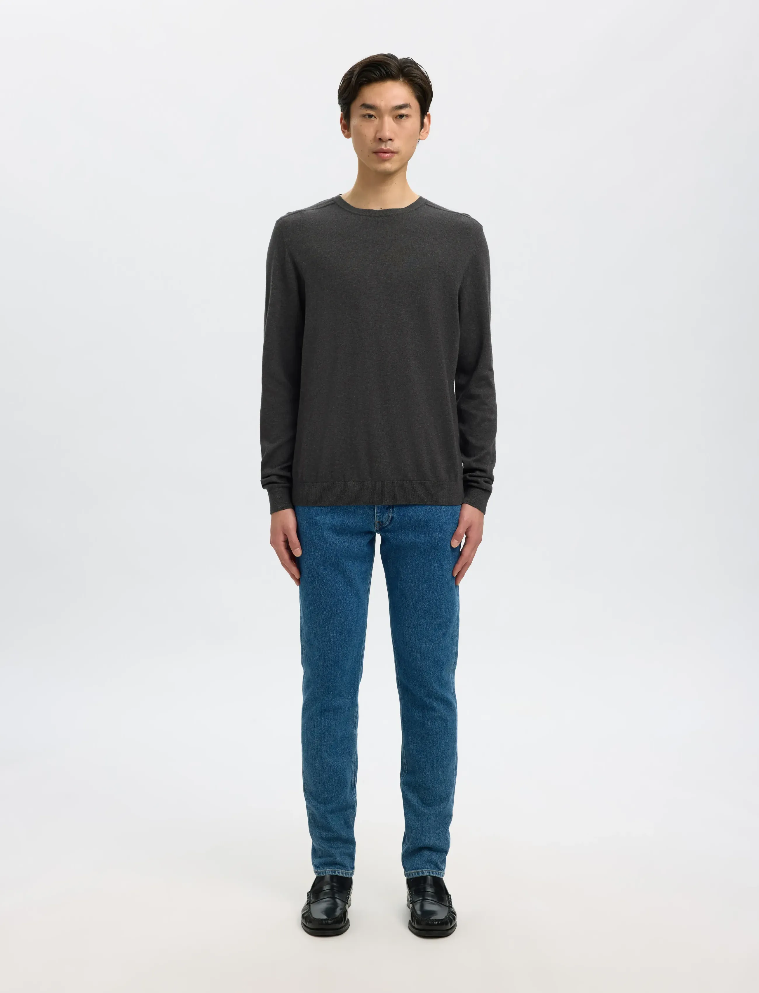 Selected - SLMBERG CREW NECK NOOS - Ümmarguse kaelusega kudumid - antracit - 4