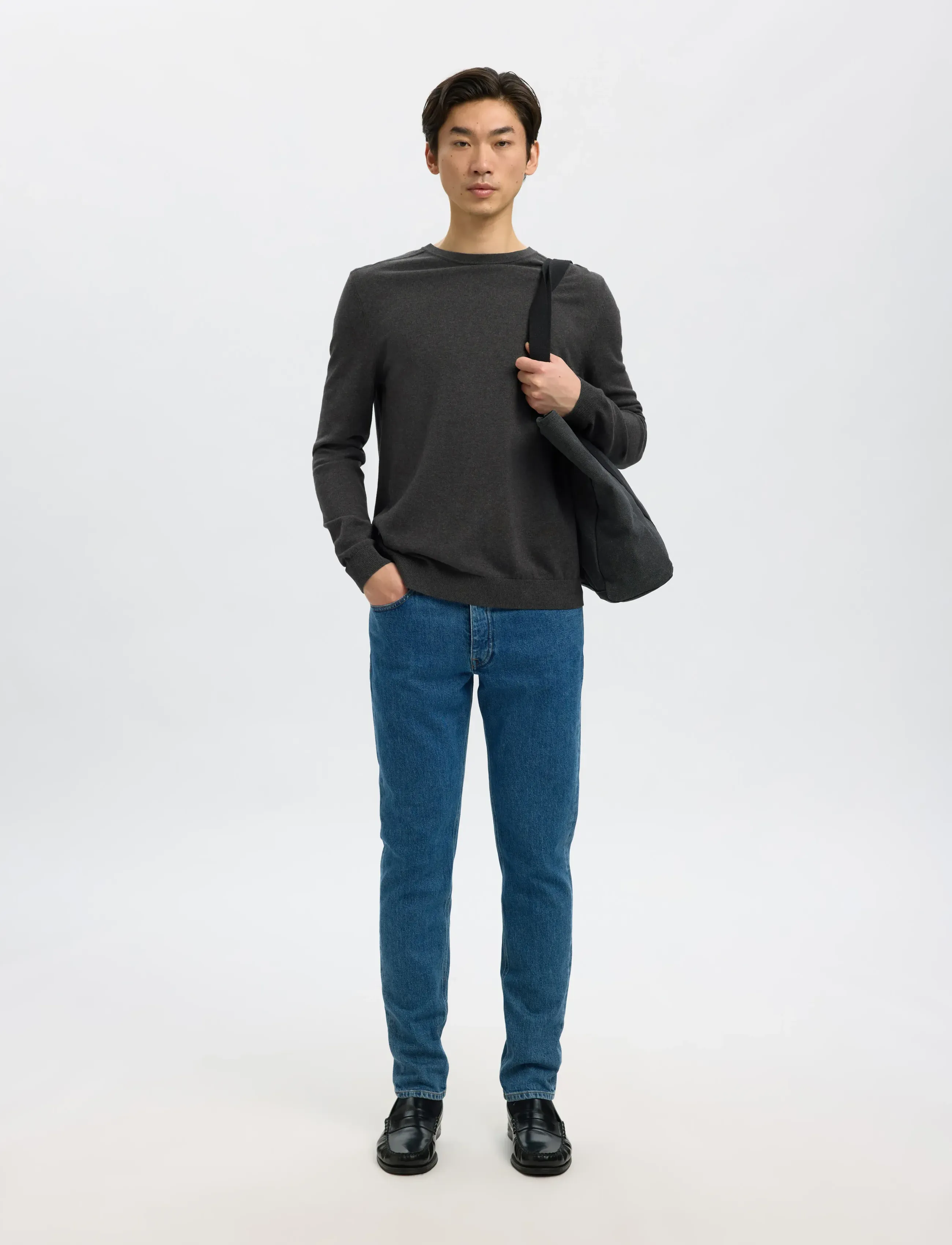Selected - SLMBERG CREW NECK NOOS - Ümmarguse kaelusega kudumid - antracit - 5