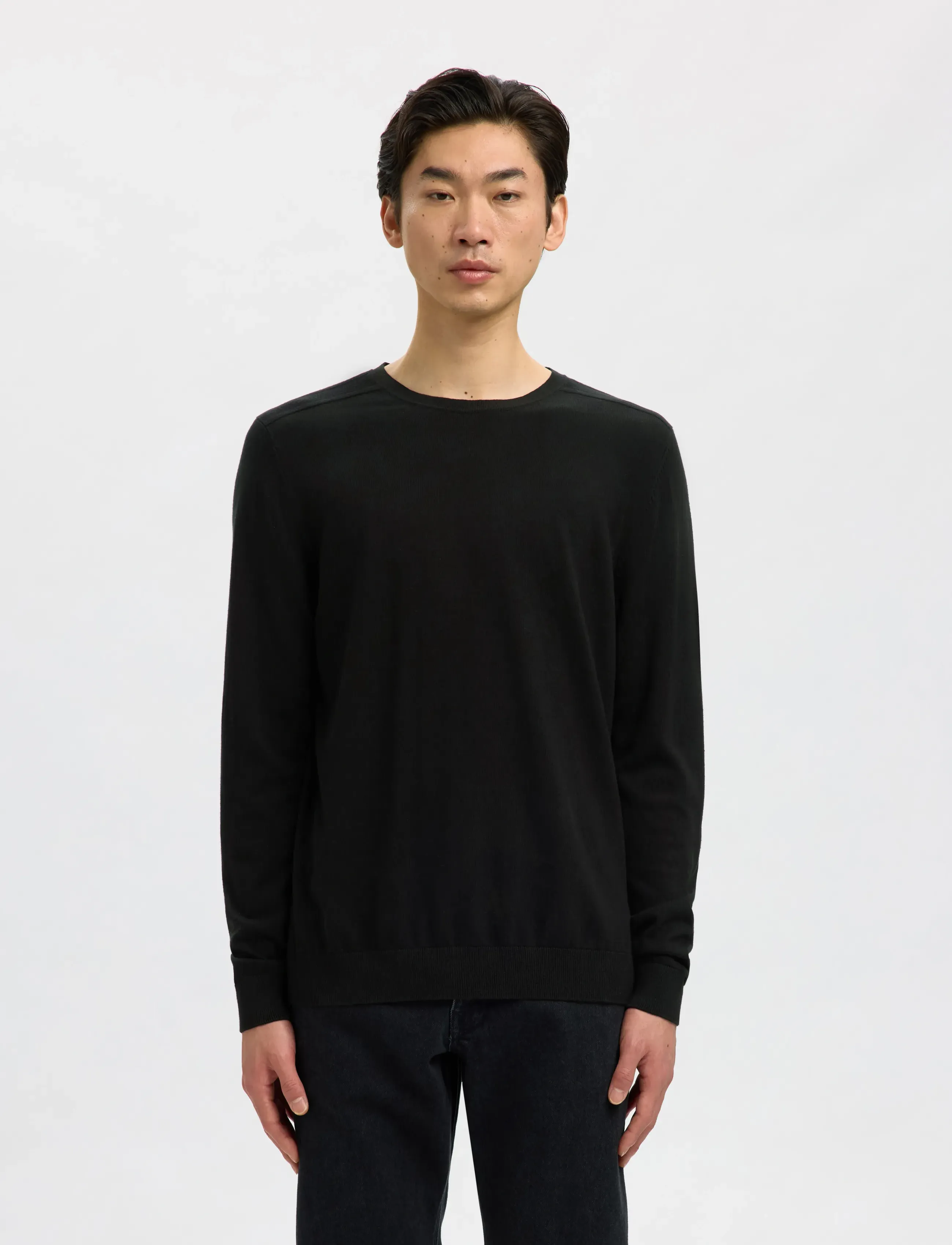 Selected Slmberg Crew Neck Noos, L, Knitwear, Schwarz - Round Necks, Männerswear