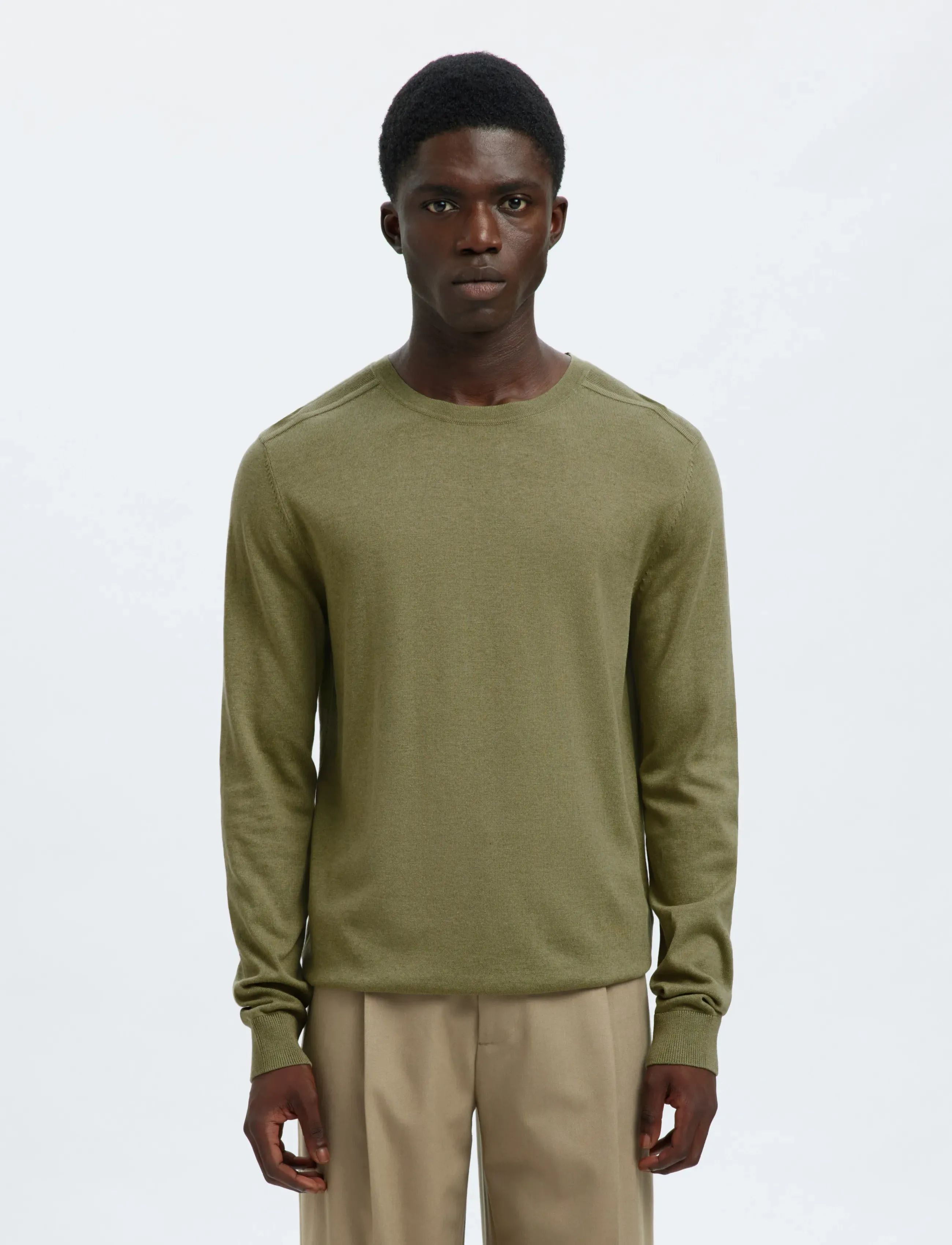 Selected - SLMBERG CREW NECK NOOS - rund hals - deep lichen green - 0