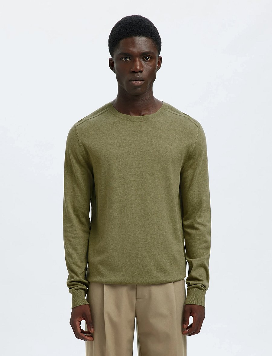 Selected - SLMBERG CREW NECK NOOS - megztiniai su apvalia apykakle - deep lichen green - 0