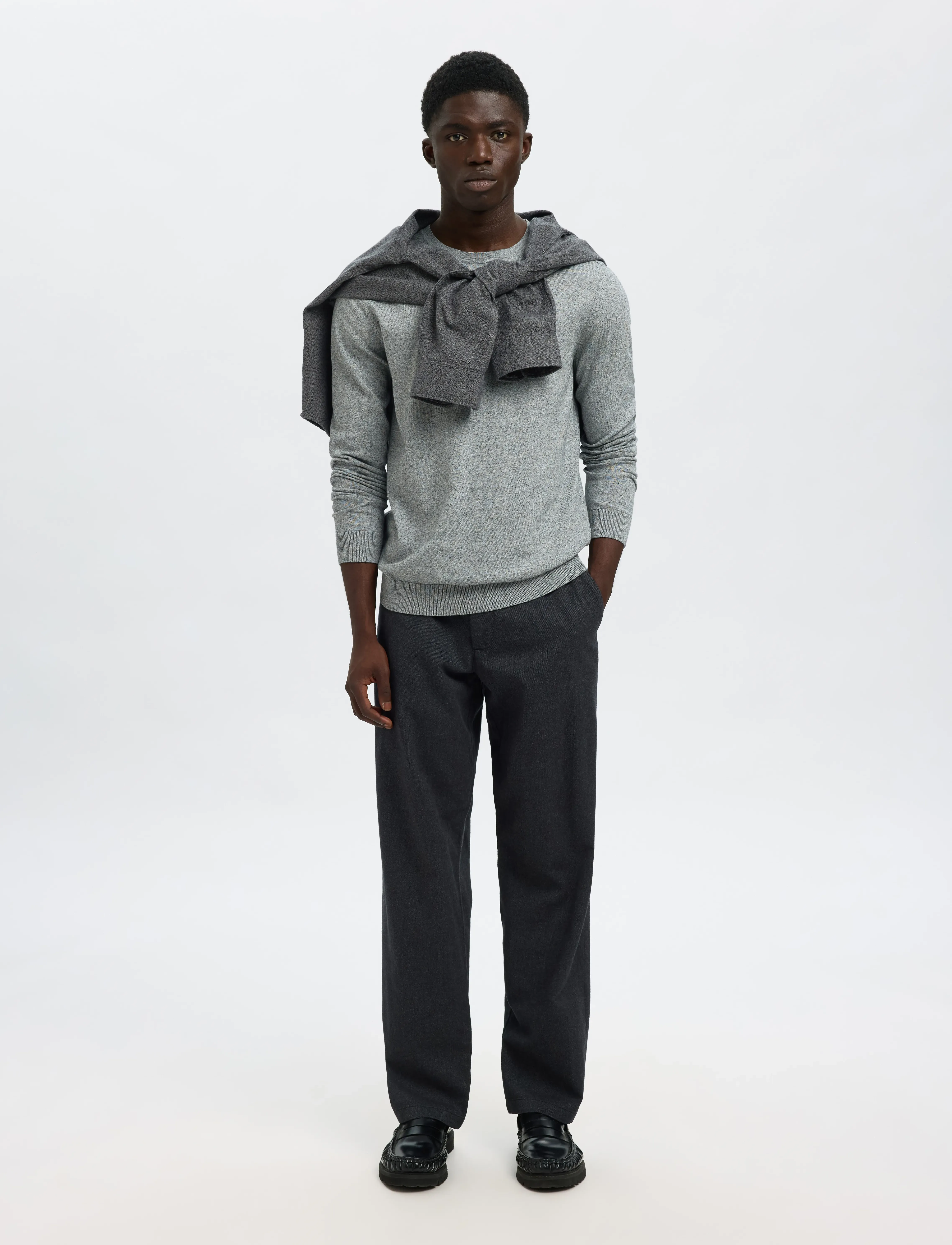 Selected - SLMBERG CREW NECK NOOS - rund hals - light grey melange - 3