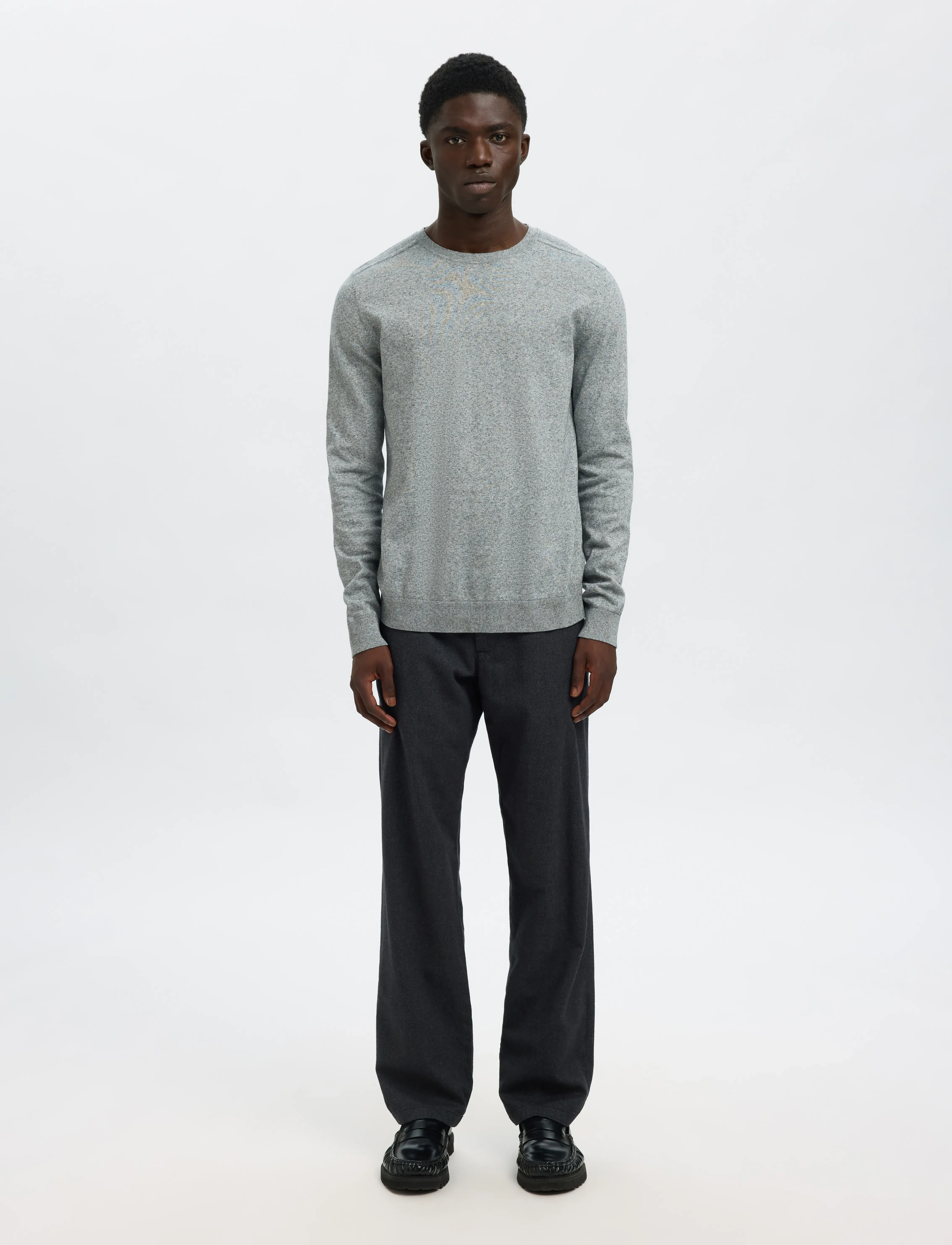 Selected - SLMBERG CREW NECK NOOS - rund hals - light grey melange - 4