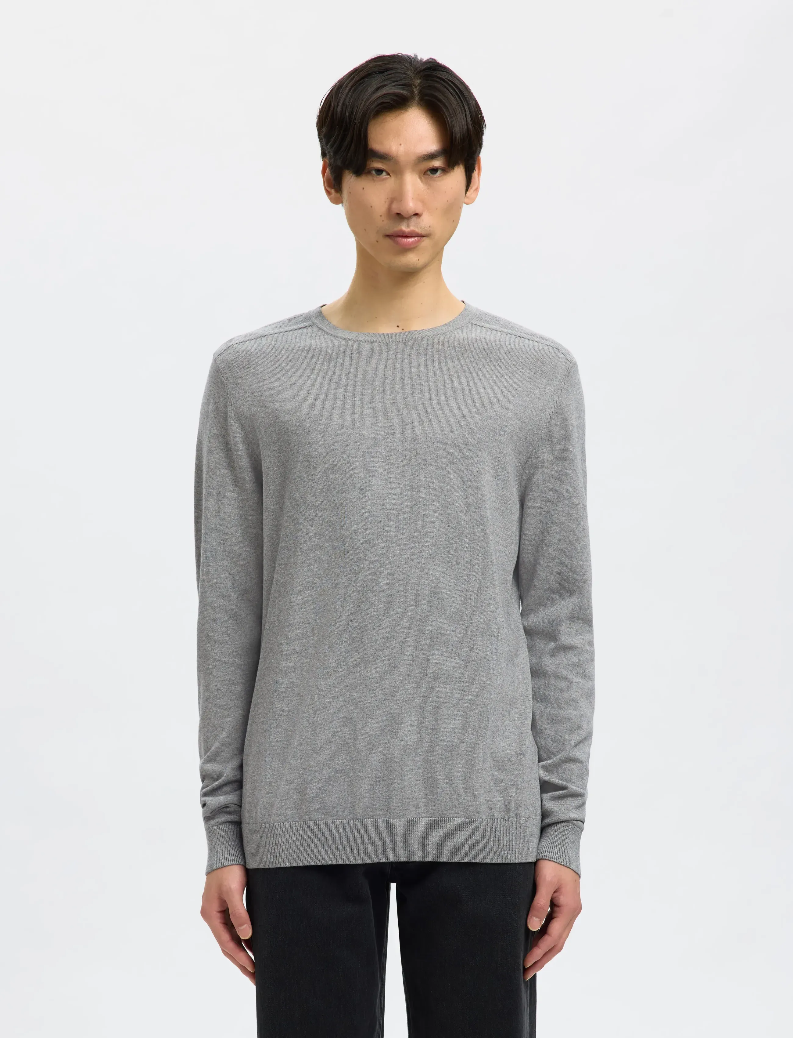 Selected Slmberg Crew Neck Noos, Mænd, Rundhalset Sweater, Grå, Str: L
