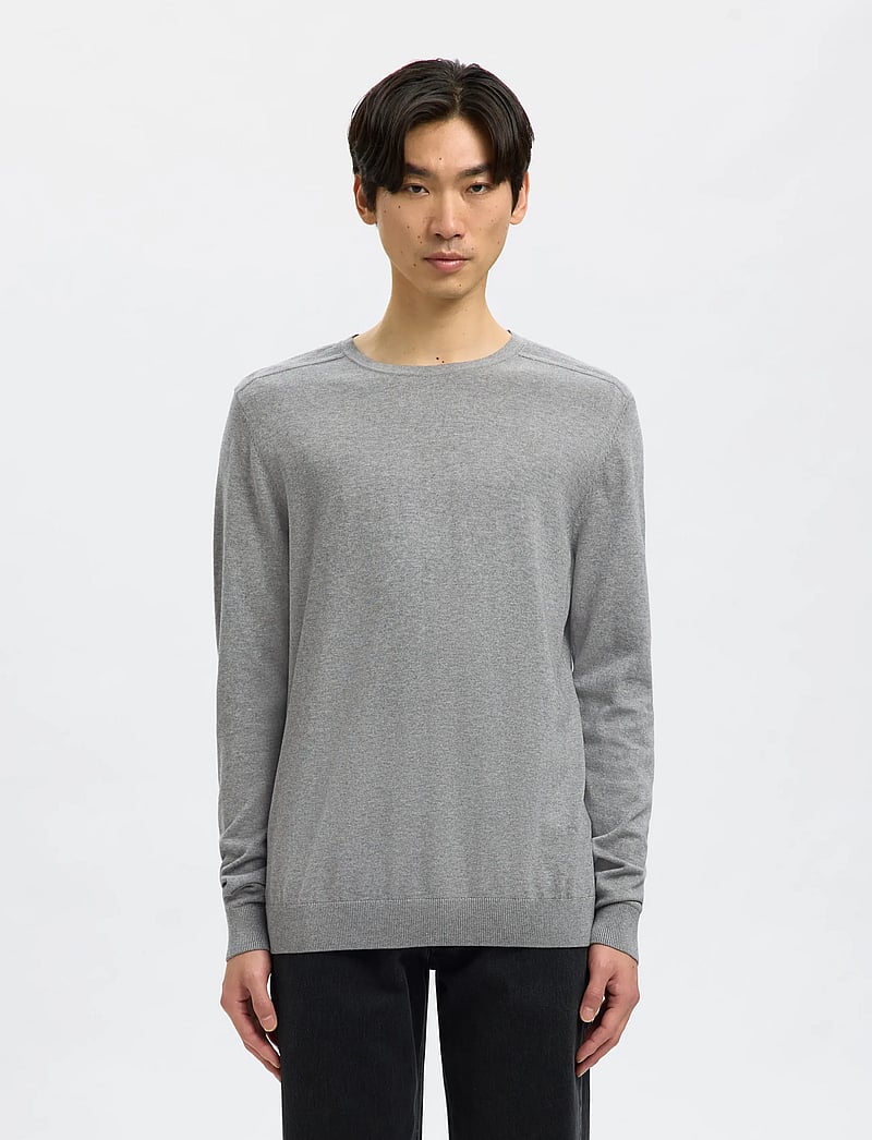 Selected - SLMBERG CREW NECK NOOS - megztiniai su apvalia apykakle - medium grey melange - 0