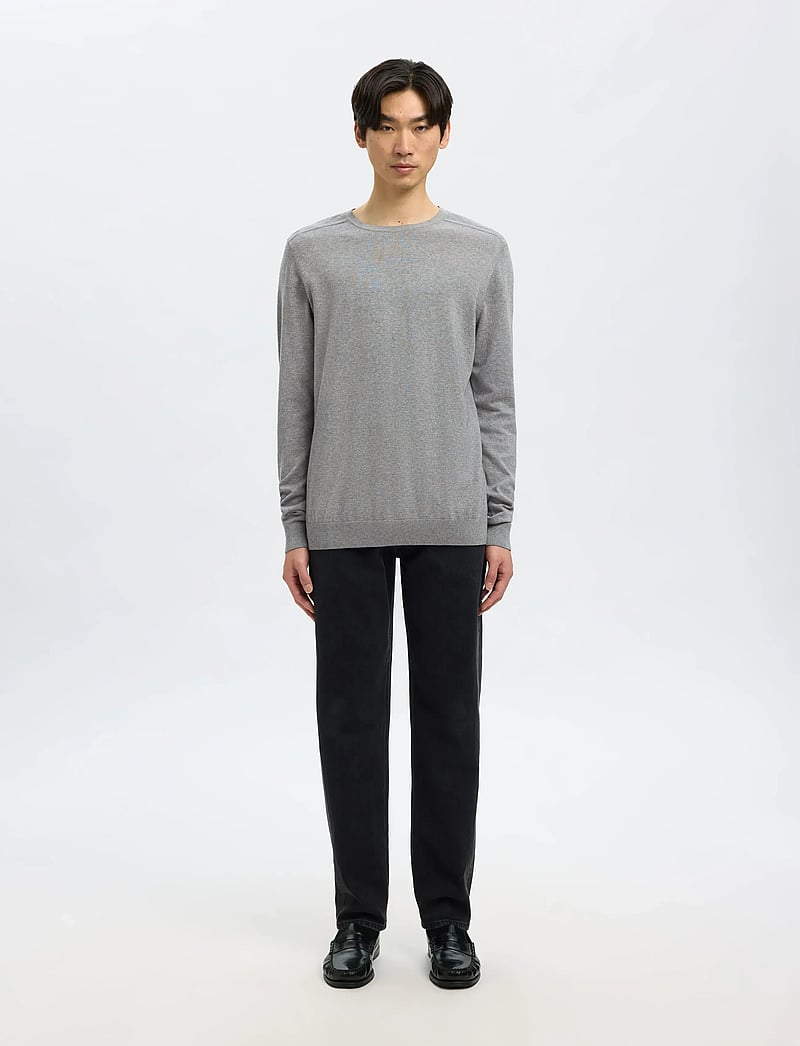 Selected - SLMBERG CREW NECK NOOS - megztiniai su apvalia apykakle - medium grey melange - 4