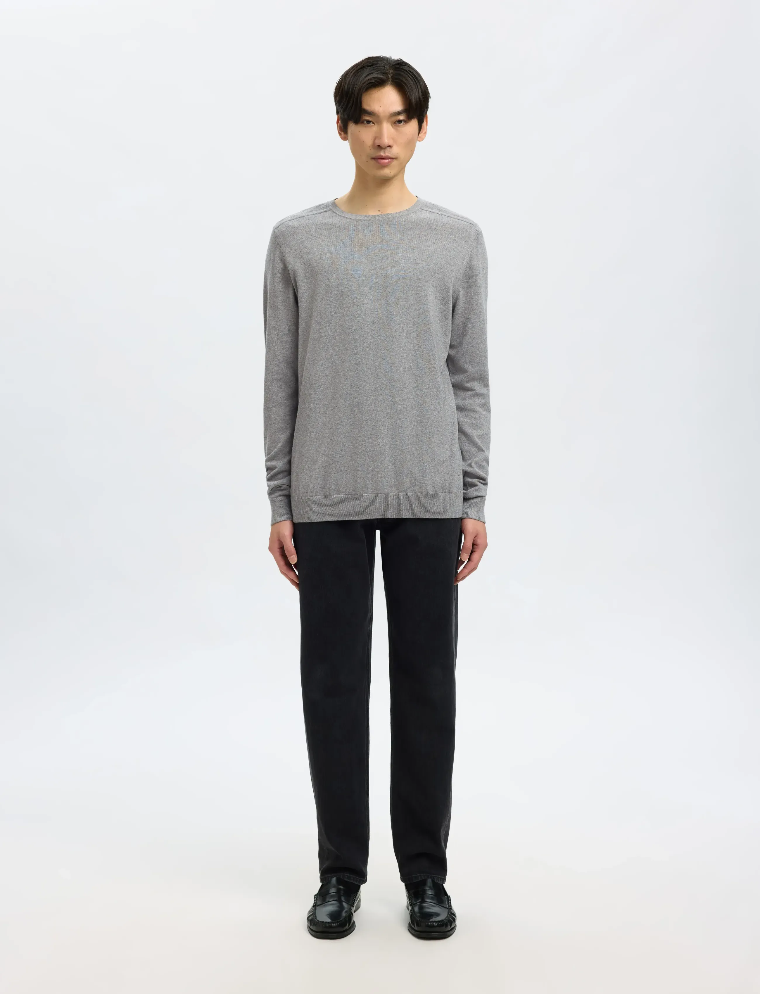 Selected - SLMBERG CREW NECK NOOS - rund hals - medium grey melange - 4