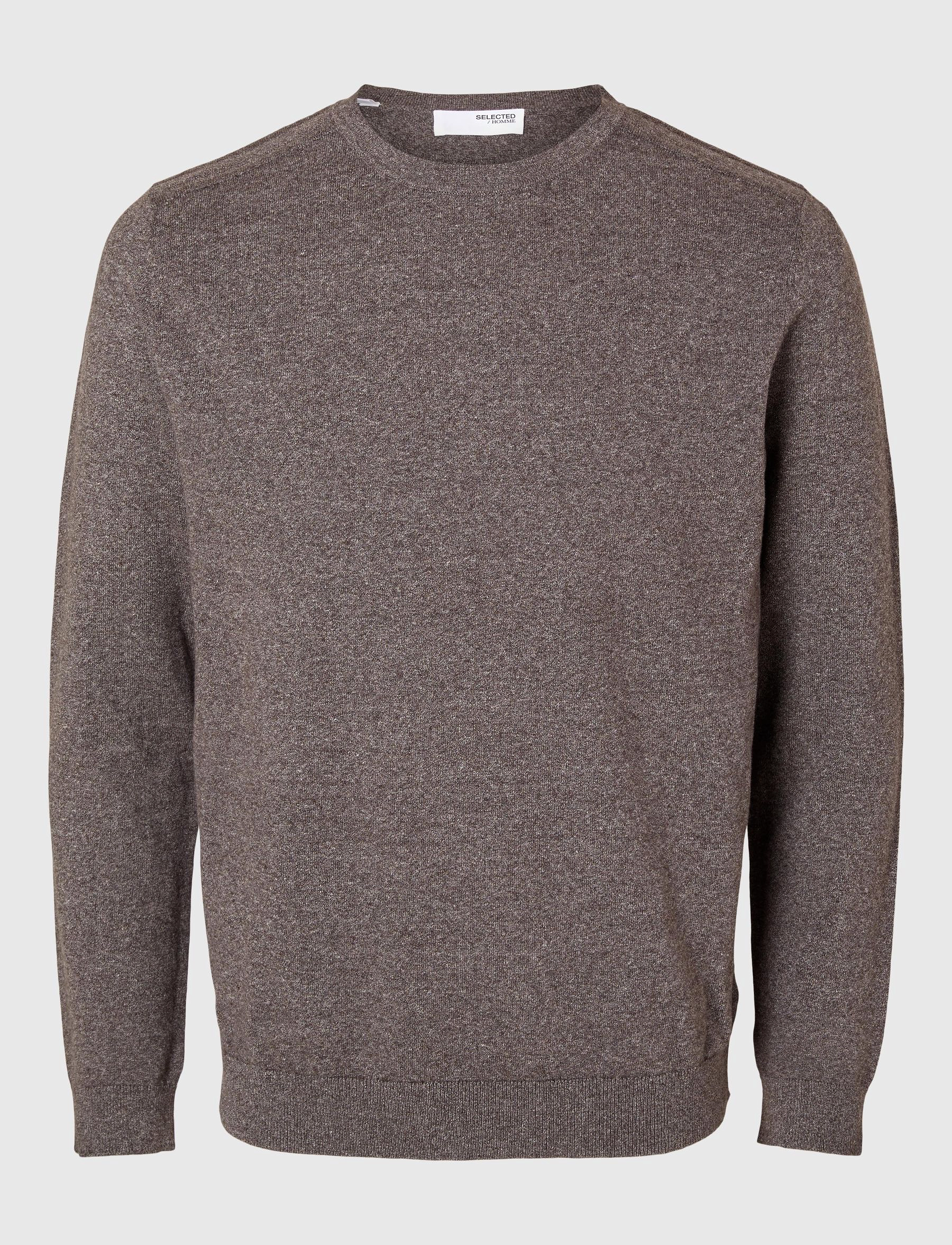 Selected SLMBERG CREW NECK NOOS - Strik - MOREL / brown