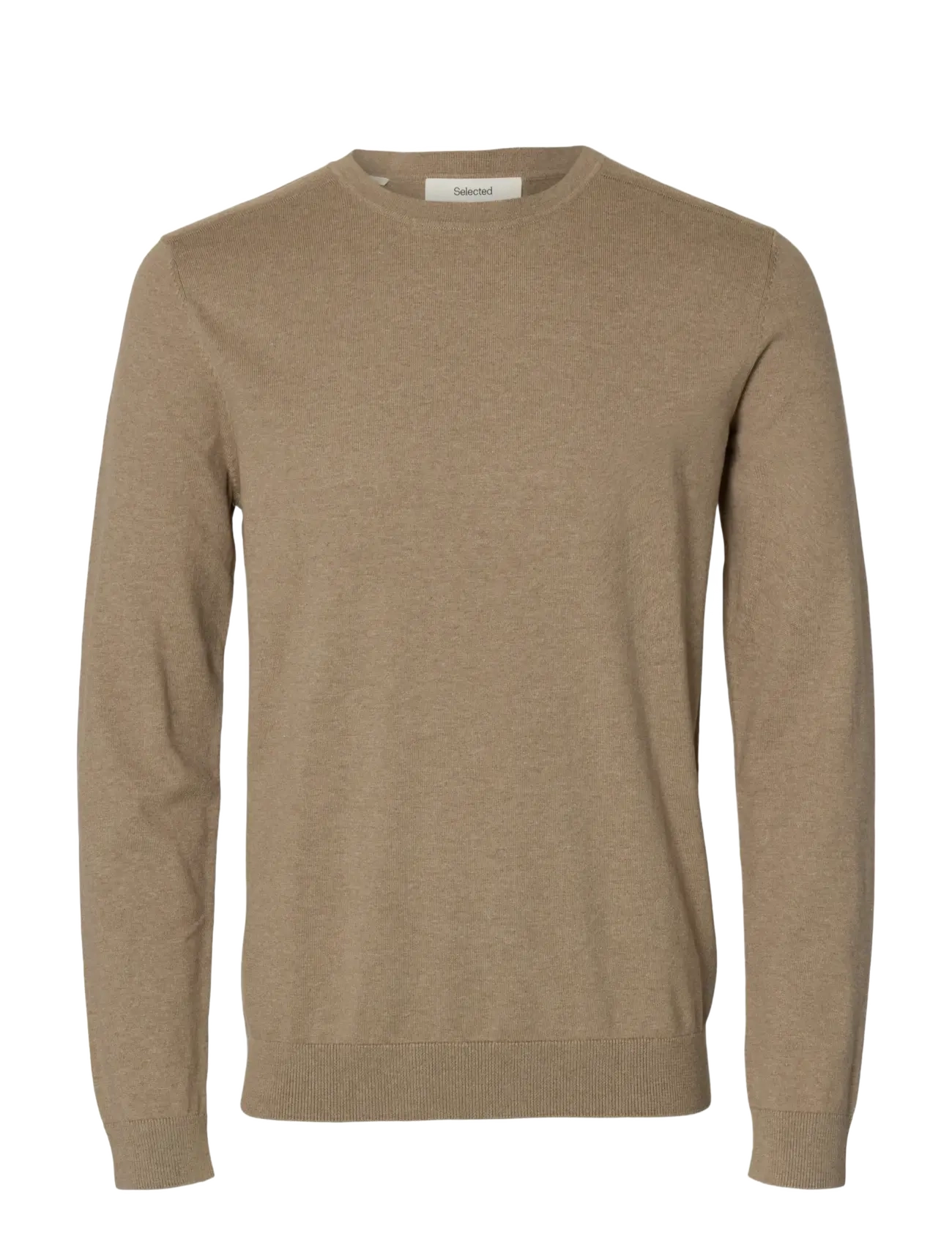 Selected SLMBERG CREW NECK NOOS - Strik - SAVANNAH TAN / beige