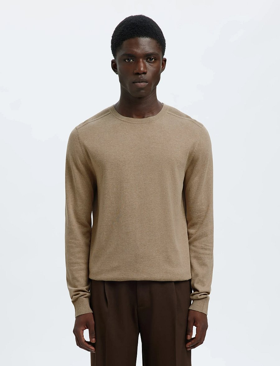 Selected - SLMBERG CREW NECK NOOS - rundhals - savannah tan - 0