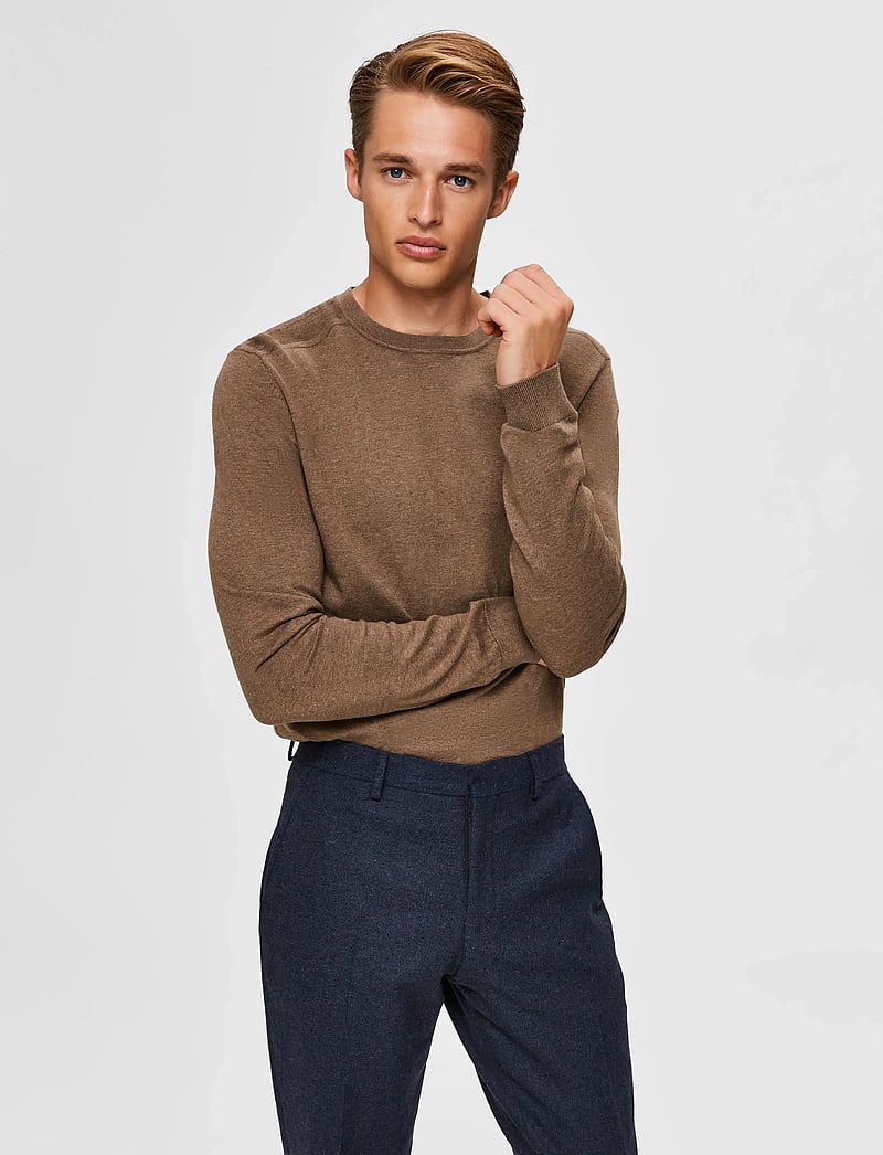 Selected - SLHBERG CREW NECK NOOS - rundhals - teak - 0