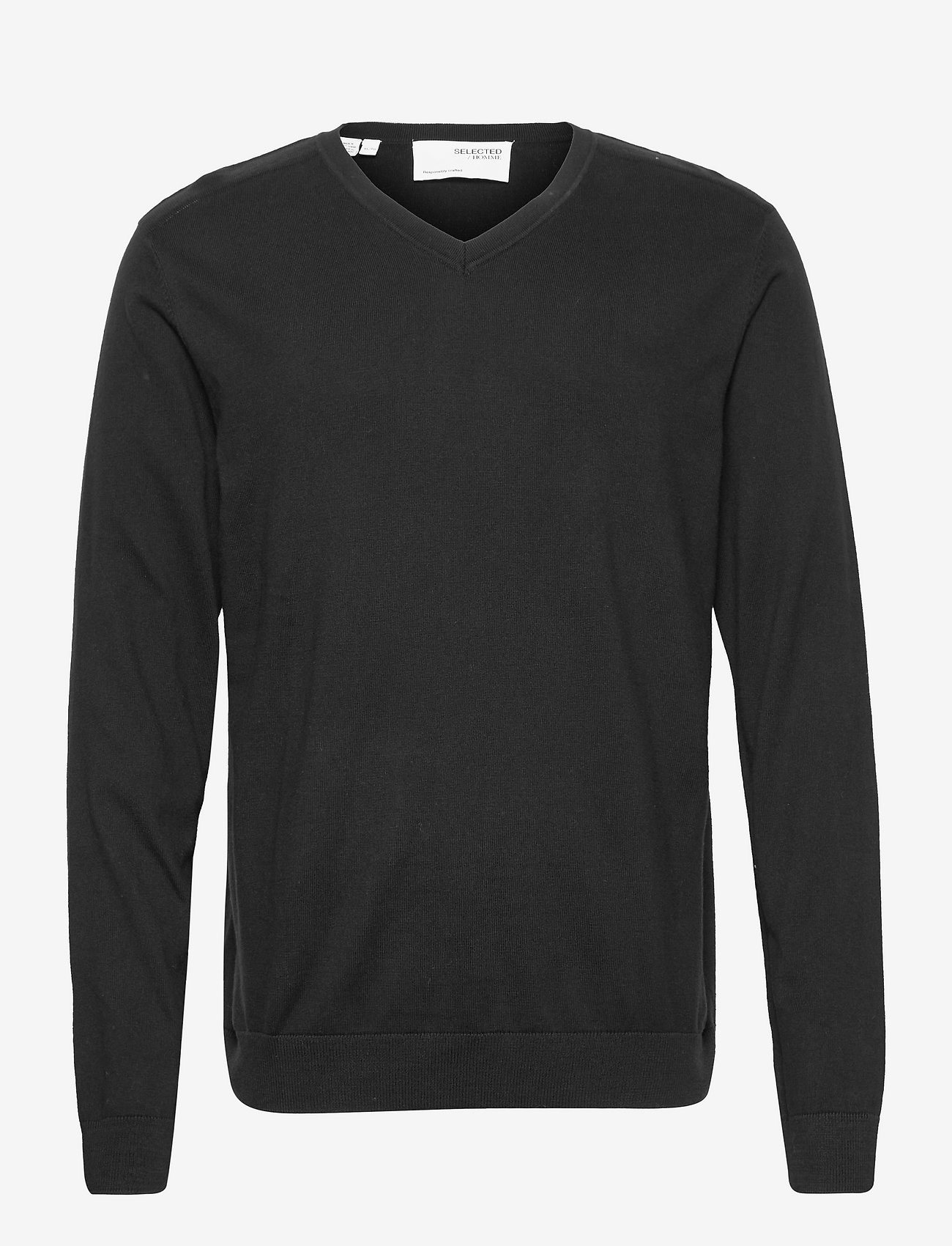 Selected Homme - SLHBERG LS KNIT V-NECK - mažiausios kainos - black - 0