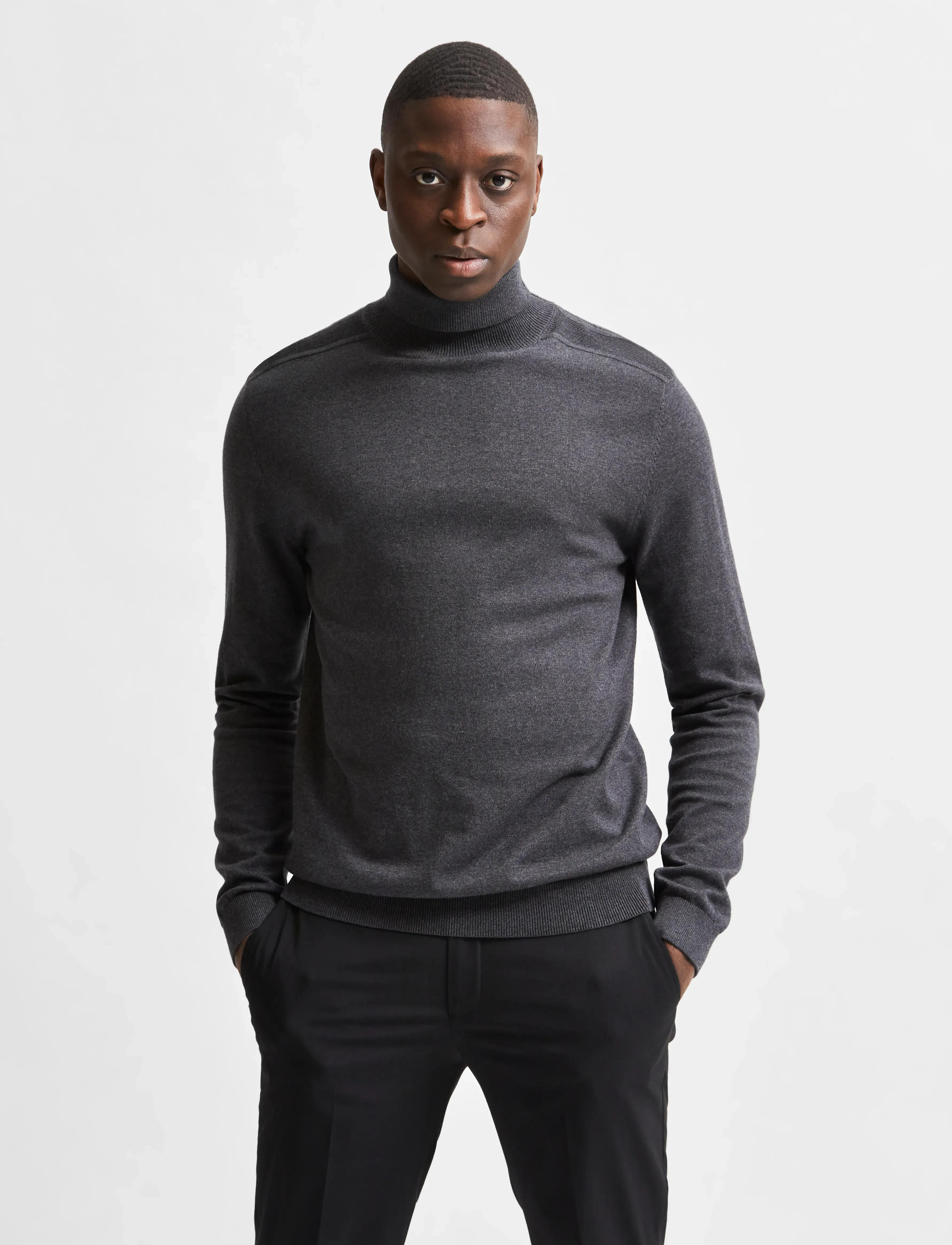 Selected Slhberg Roll Neck Noos, Mænd, Rullekrave Sweater, Grå, Str: M