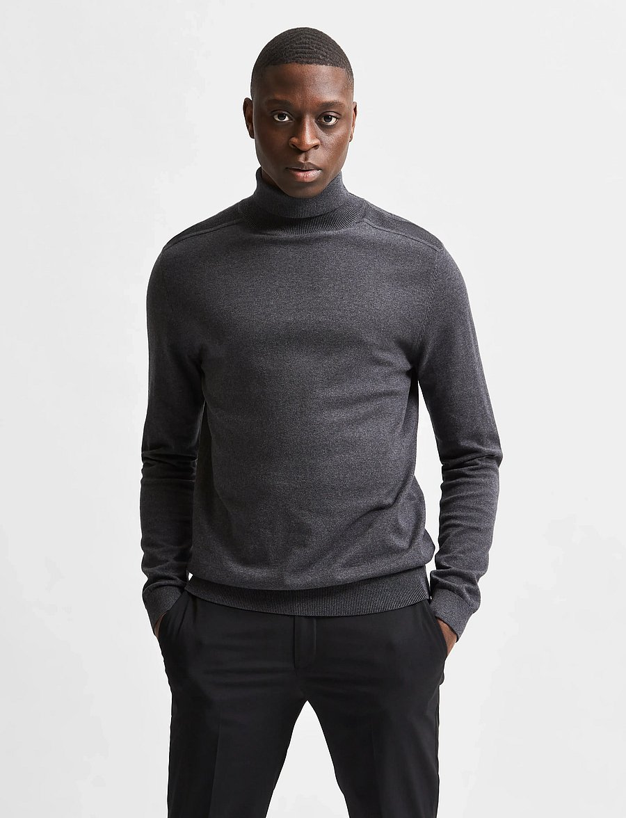Selected - SLHBERG ROLL NECK NOOS - rollkragen - antracit - 0