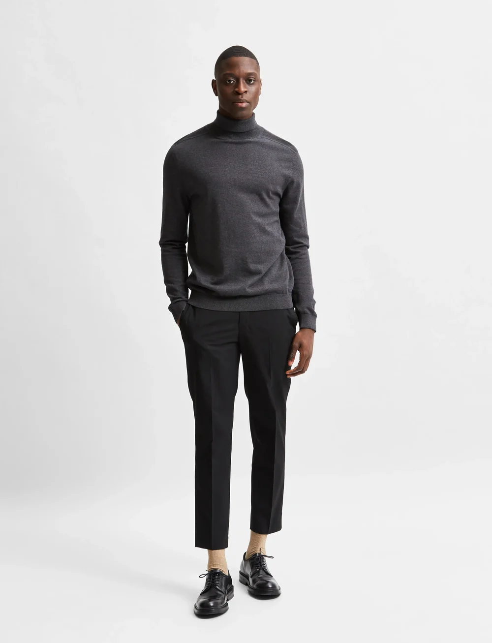 Selected - SLHBERG ROLL NECK NOOS - rullekraver - antracit - 4